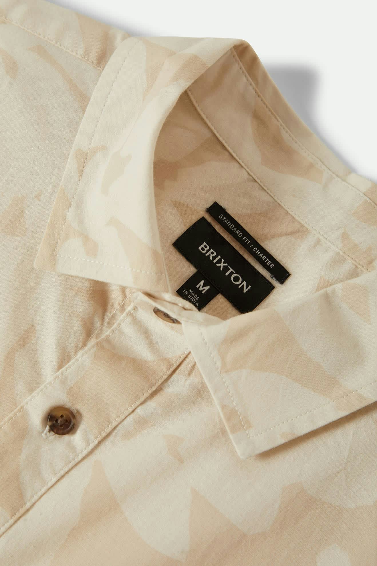 Men's Charter Print S/S Shirt in the color Beige/Whitecap Floral - Additional Laydown image