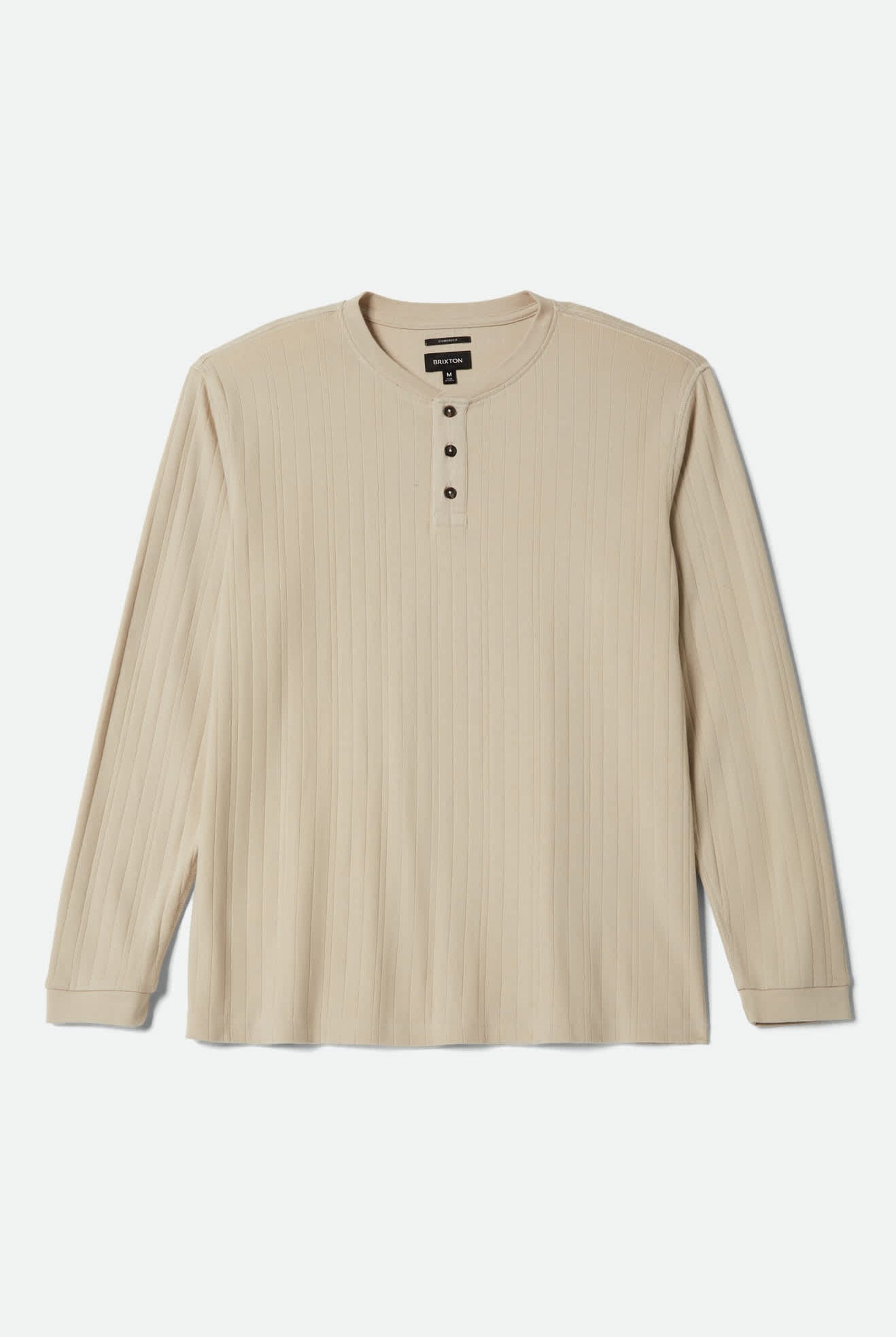 Men's Vintage Ribbed L/S Henley in the color Beige - Front Product View