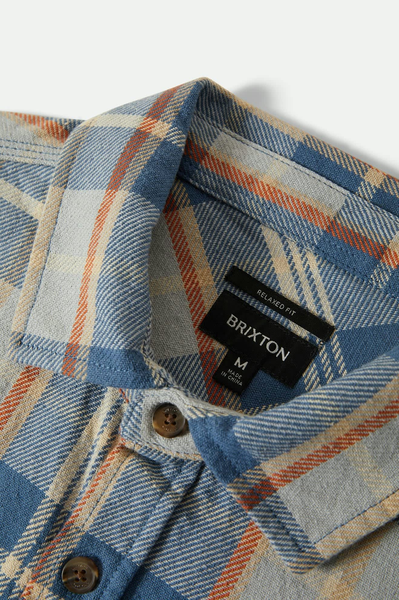 Men's Vintage Wash Flannel in the color Blue/Soft Blue/Orange - Additional Laydown image