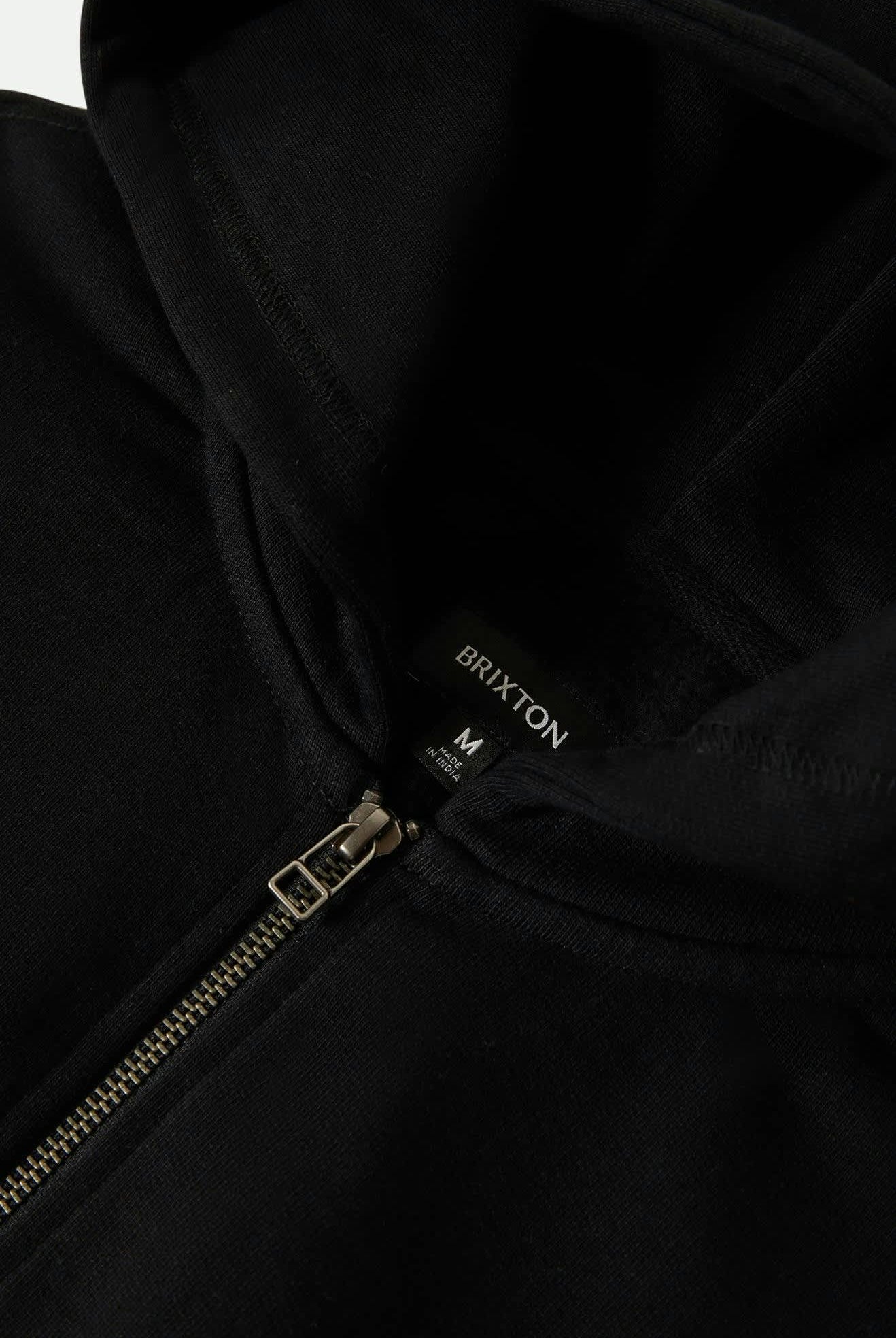 Men's Embroidered Heavyweight Oversized Full Zip in the color Black - Additional Laydown image