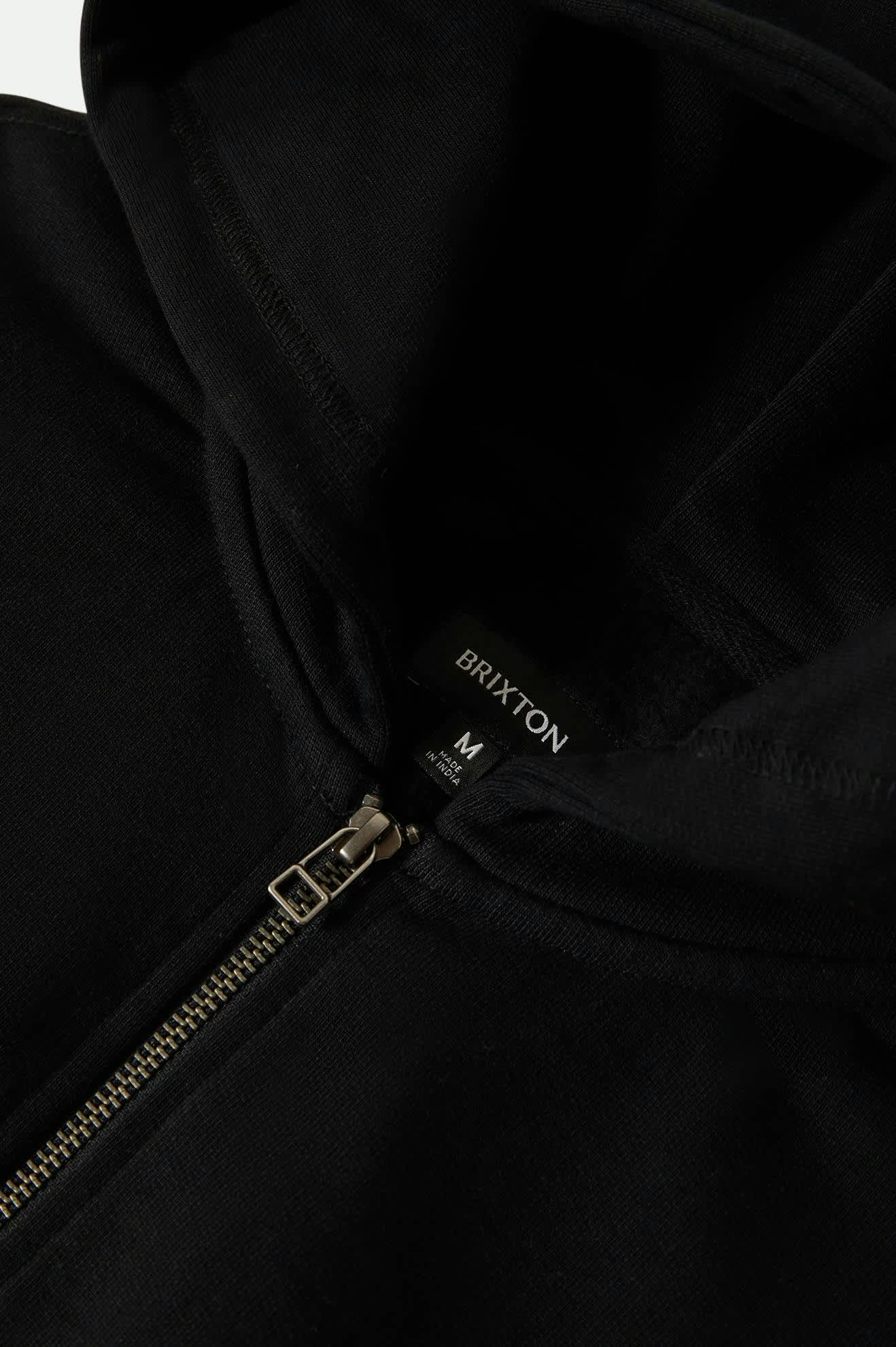 Men's Embroidered Heavyweight Oversized Full Zip in the color Black - Additional Laydown image