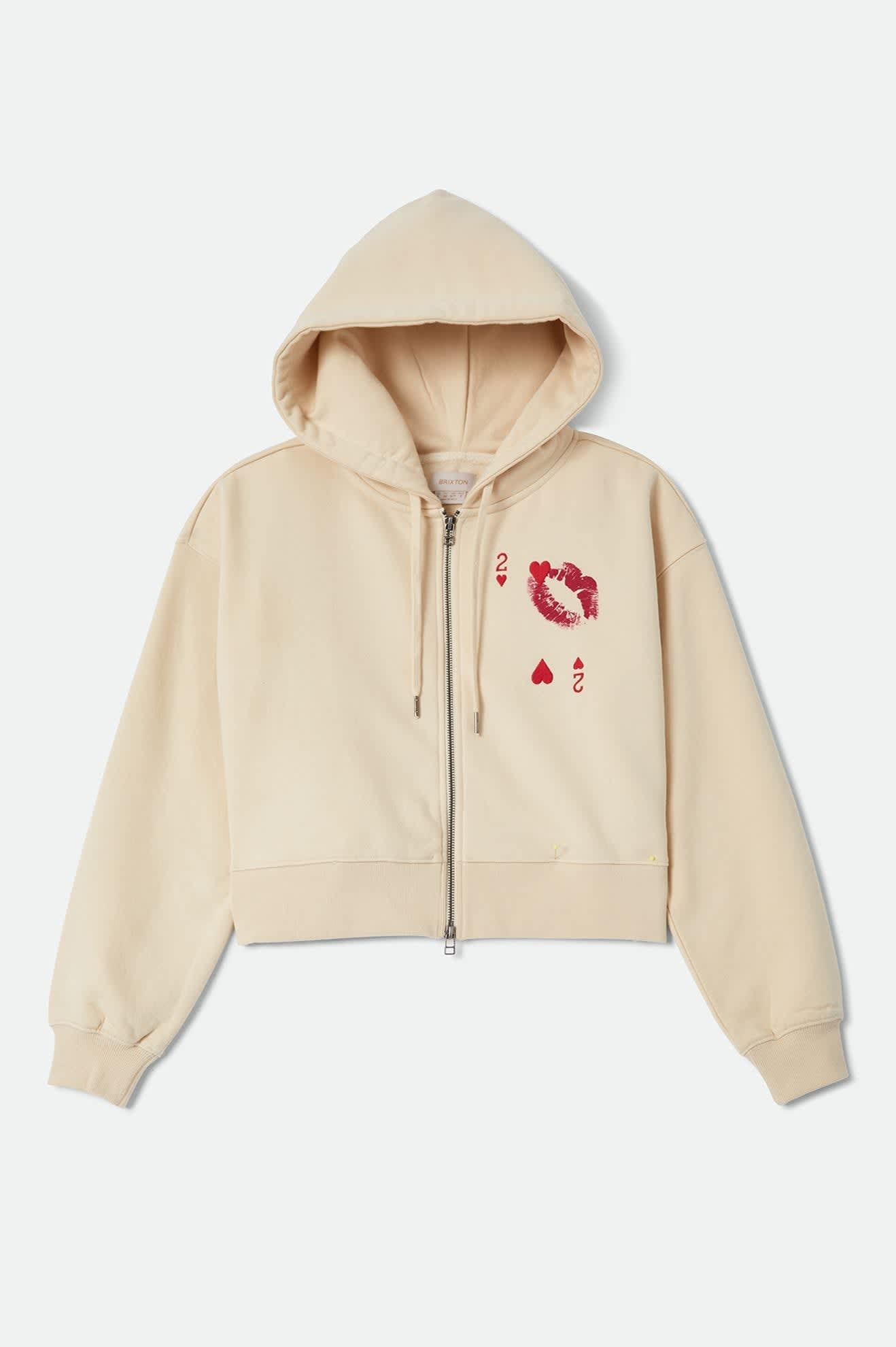 Women's Kissing Hearts Zip Hood in the color Whitecap - Front Product View