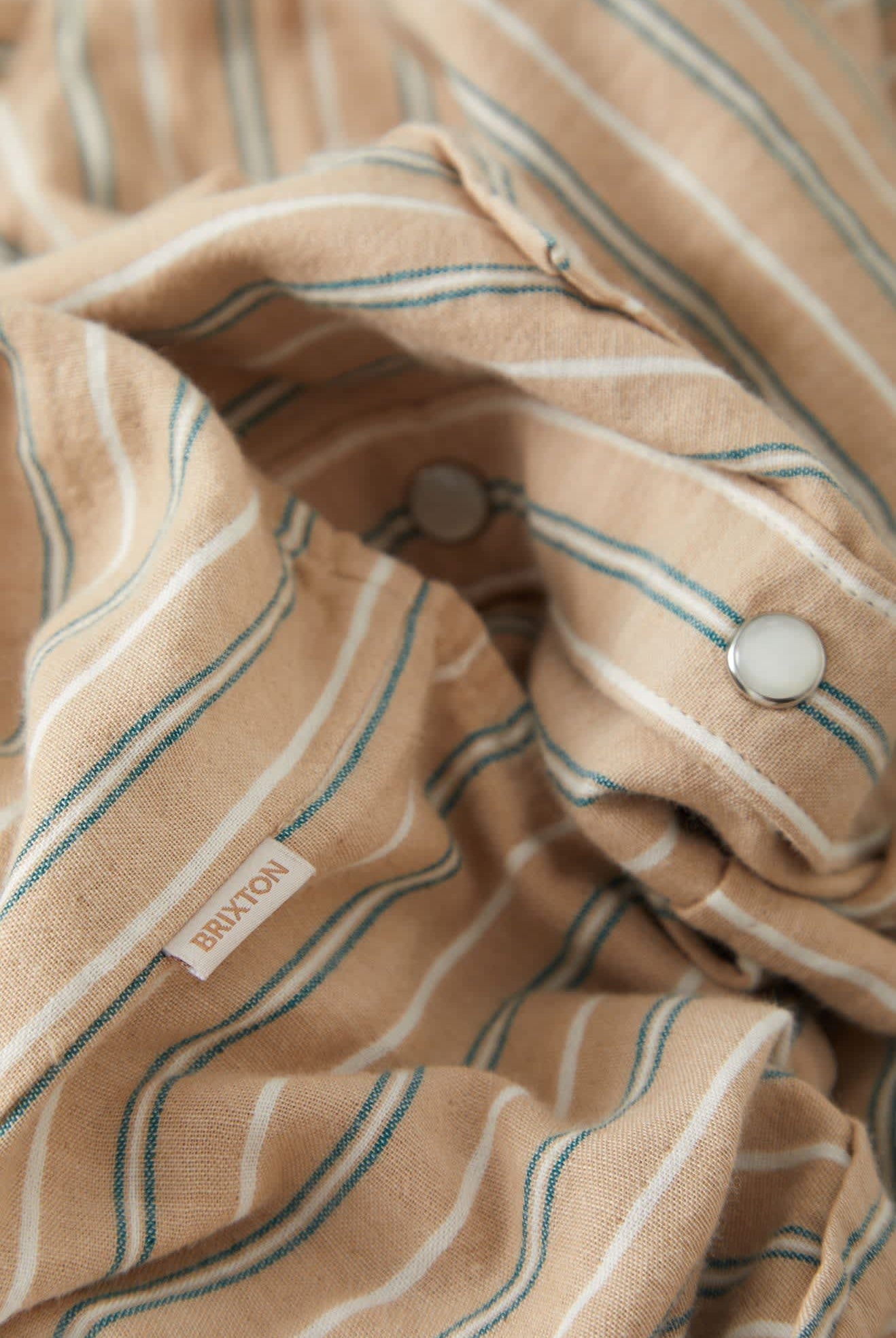 Women's Wayne Women's Shirt in the color Sand Stripe - Additional Laydown image