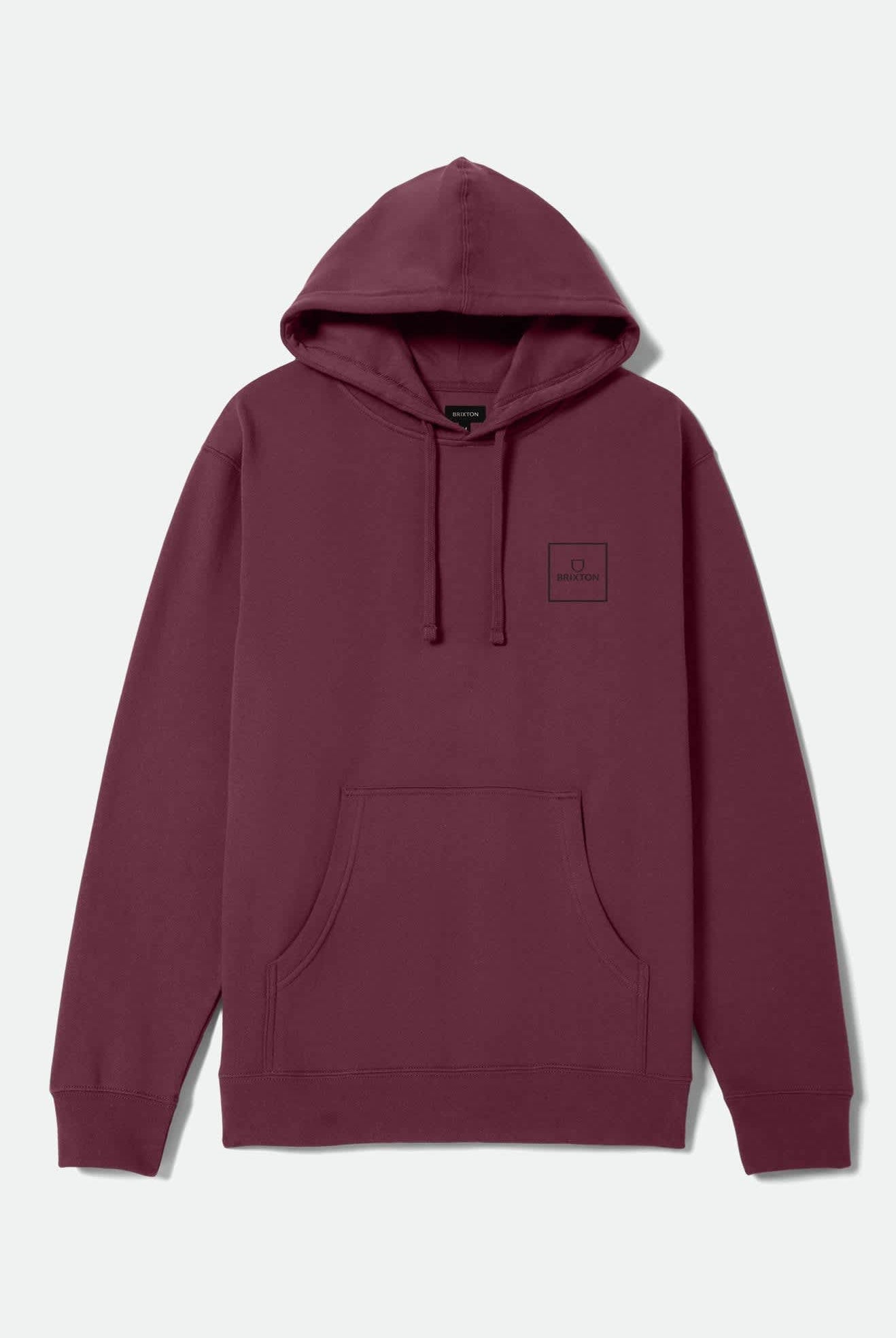 Men's Alpha Square Hoodie in the color Maroon/Black - Front Product View