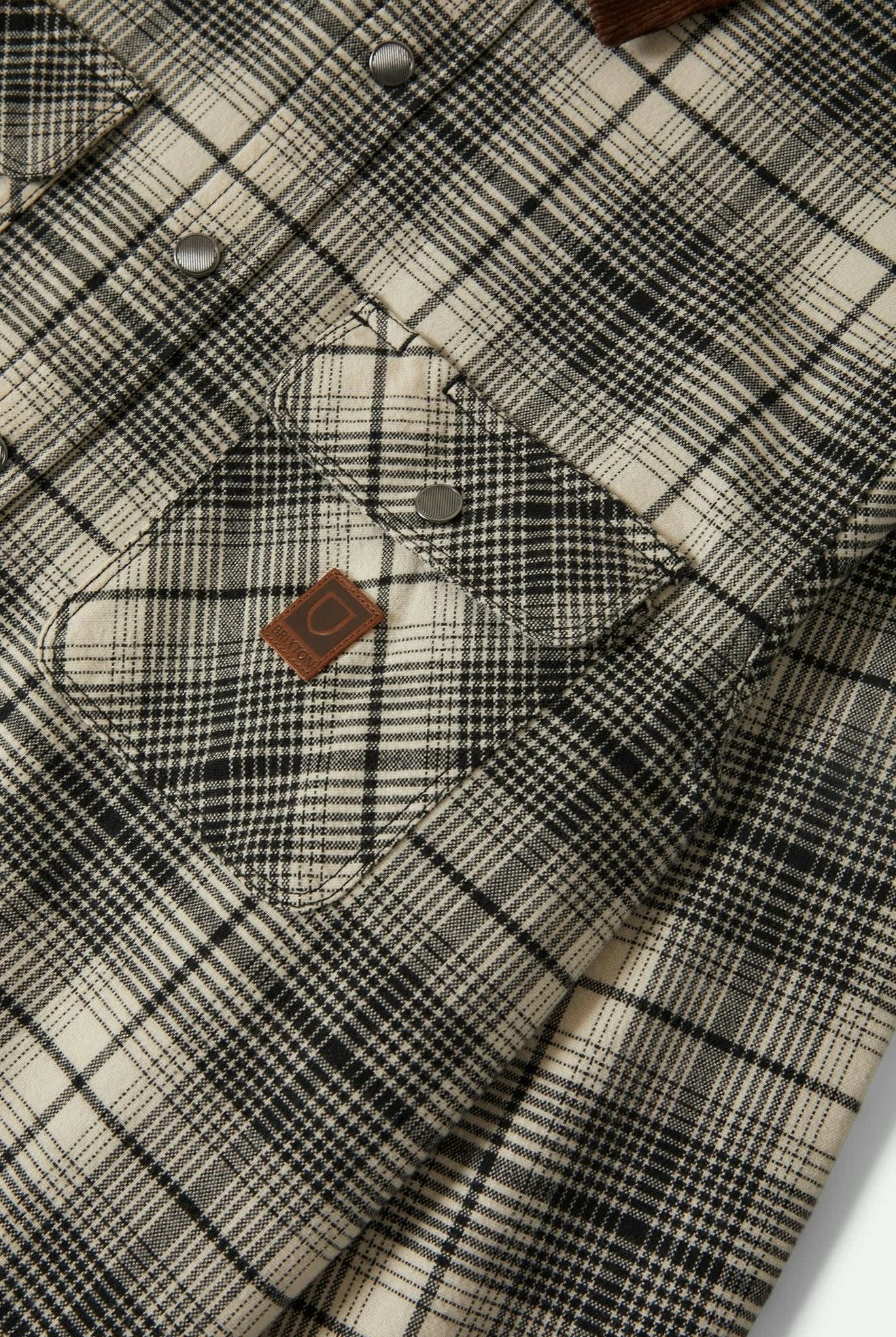 Men's Builders Bowery Performance Flannel in the color Off White/Black - Additional Laydown image