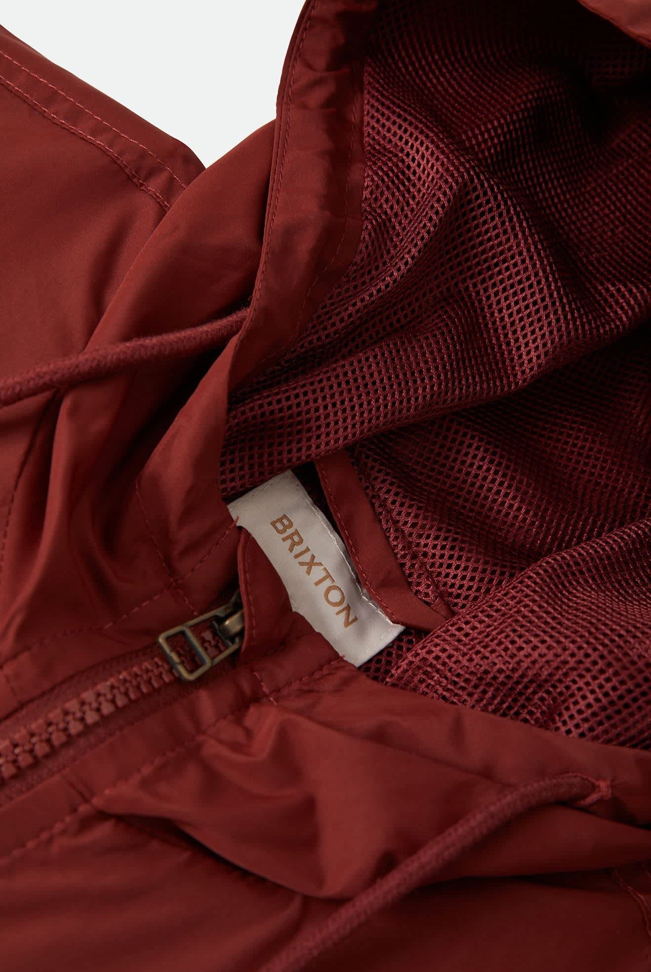 Women's Parsons Lightweight Hooded Windbreaker in the color Dark Brick/Whitecap - Additional Laydown image