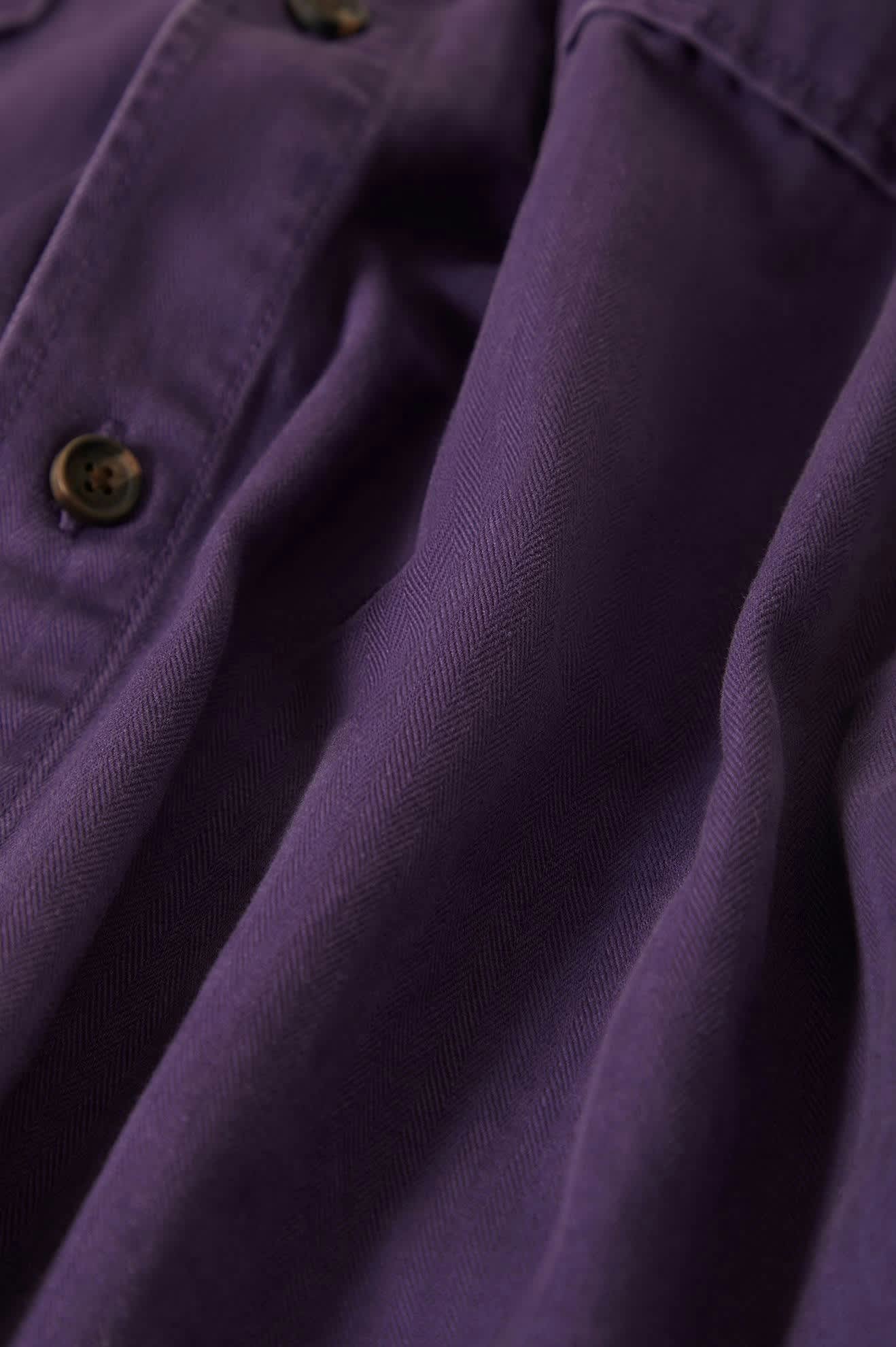 Men's Herringbone Relaxed L/S Overshirt in the color Punk Purple Herringbone - Additional Laydown image