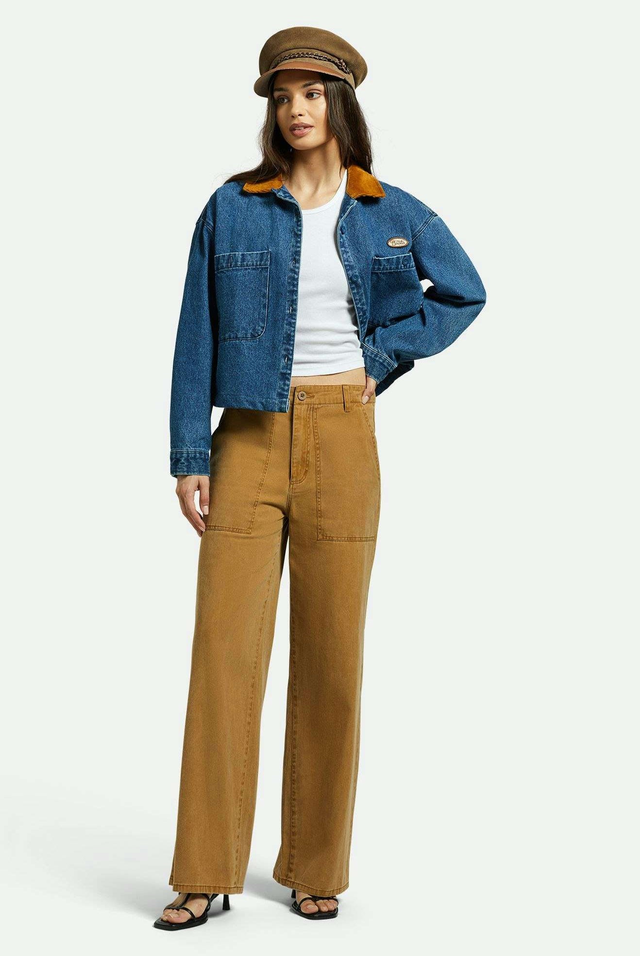 Brixton Women's Vintage Military Lightweight Pant - Washed Copper | Front fit