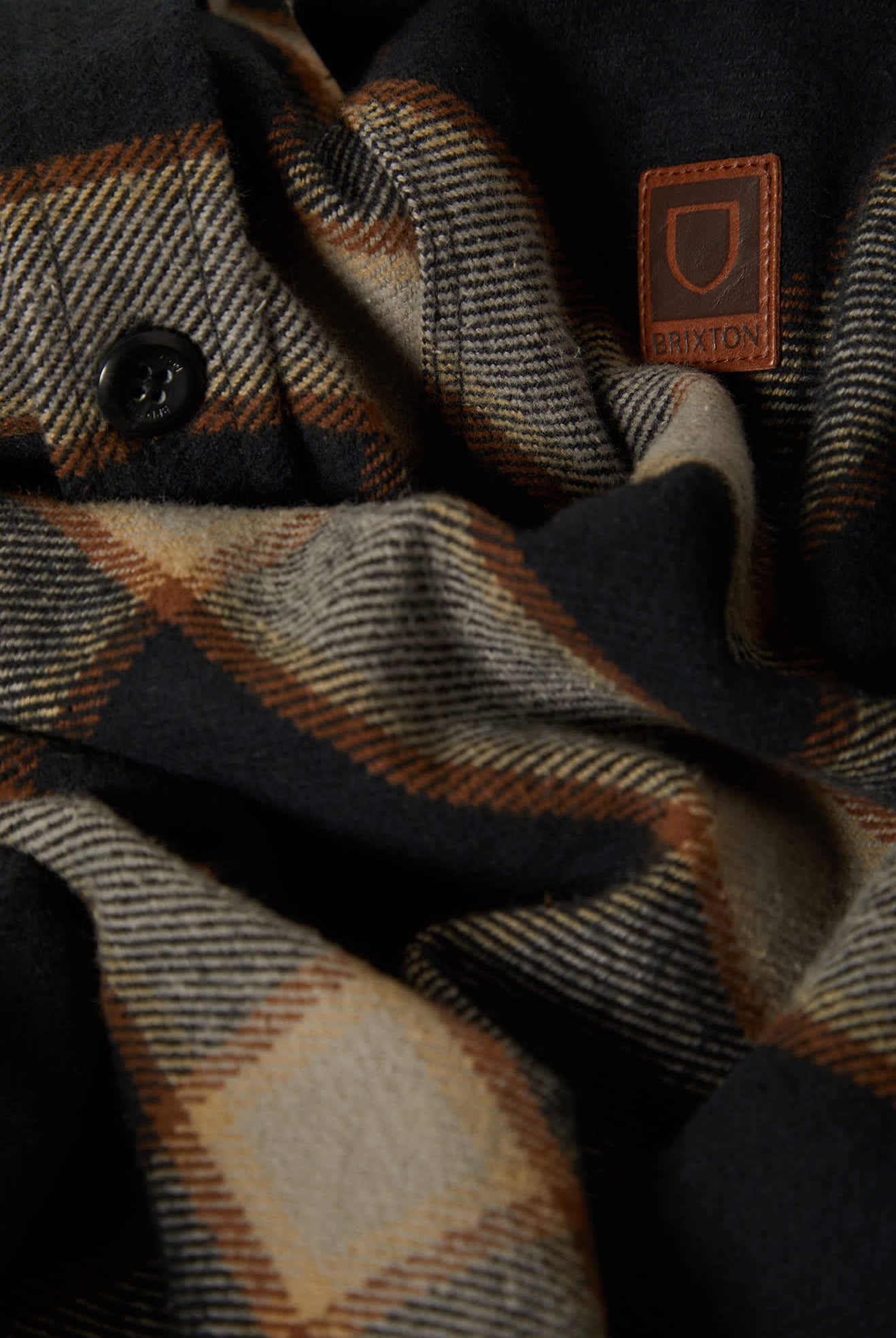 Men's Bowery Heavyweight Flannel in the color Black/Cream - Additional Laydown image