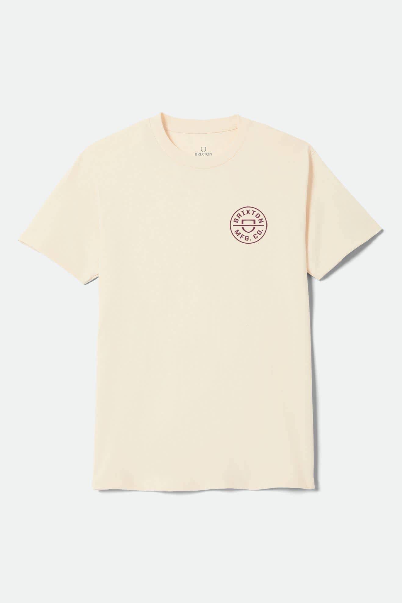 Men's Crest Short Sleeve Standard T-Shirt in the color Cream/Mahogany - Front Product View