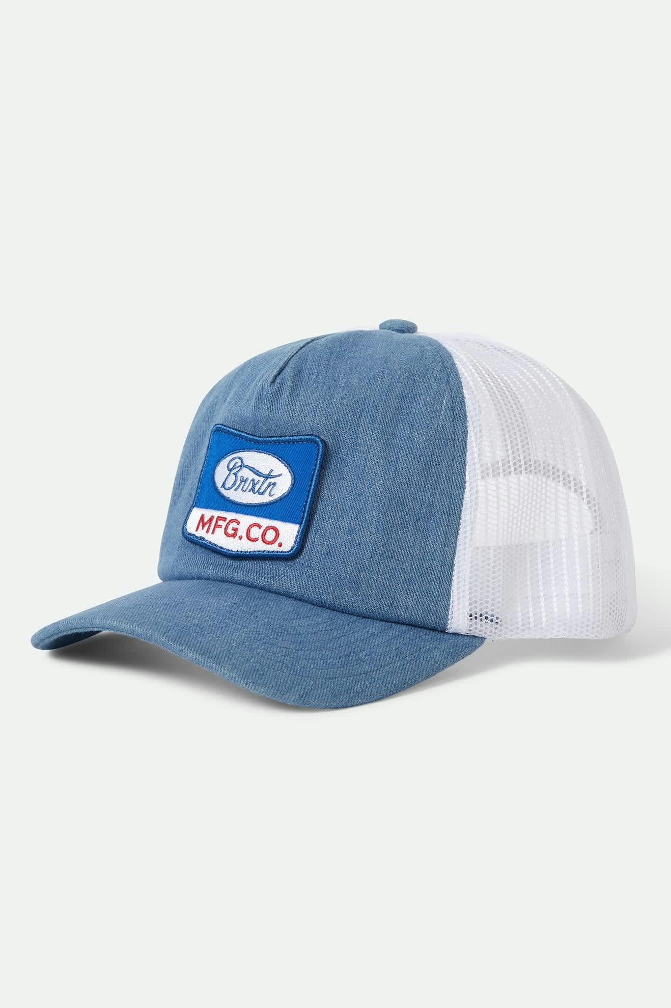 Unisex Phillips Netplus Trucker Hat in the color Denim/White - Front Product View