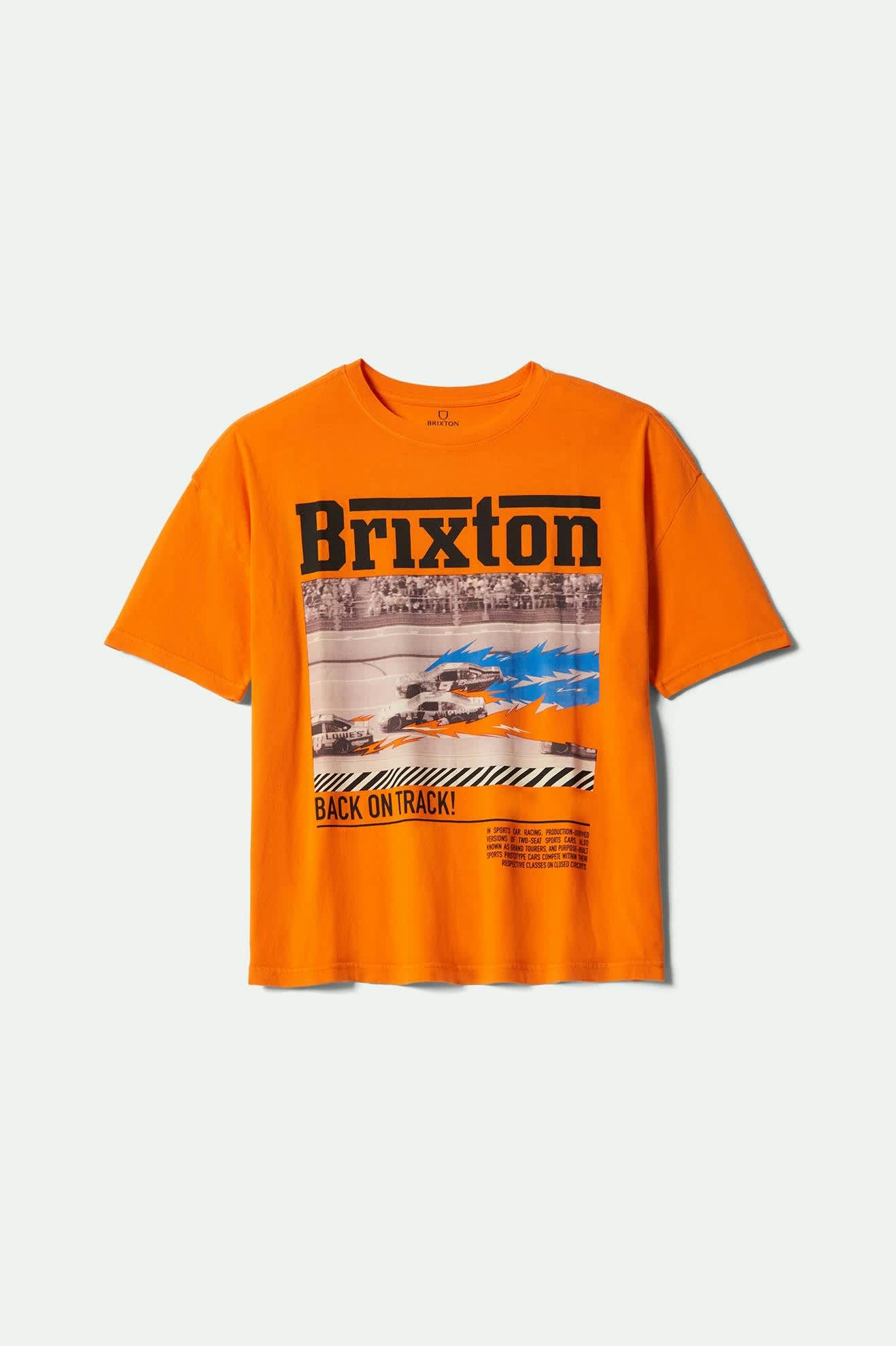 Women's Back On Track Oversized Boyfriend T-Shirt in the color Permission Orange - Front Product View