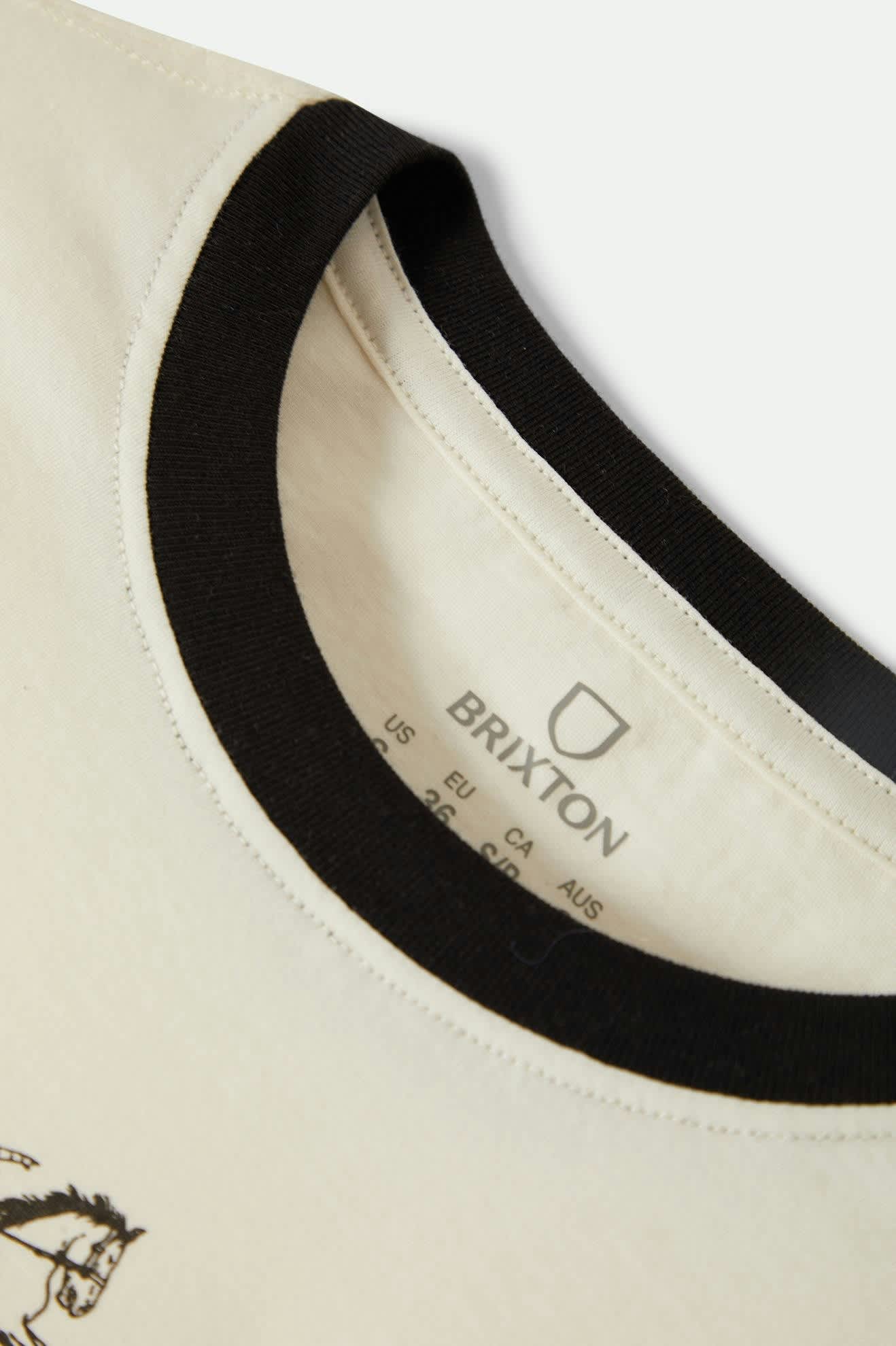 Women's Aces Fitted Crew T-Shirt in the color Off White/Black - Additional Laydown image