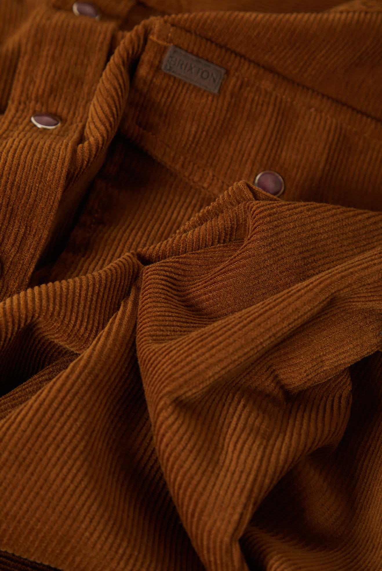Men's New West Relaxed Overshirt in the color Washed Copper Corduroy - Additional Laydown image