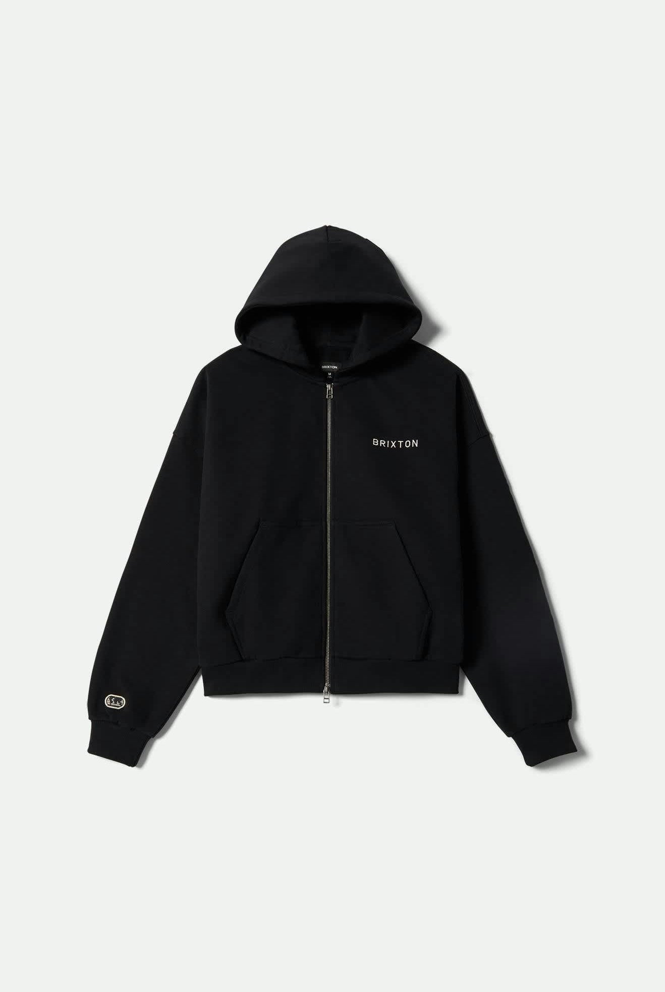 Men's Embroidered Heavyweight Oversized Full Zip in the color Black - Front Product View