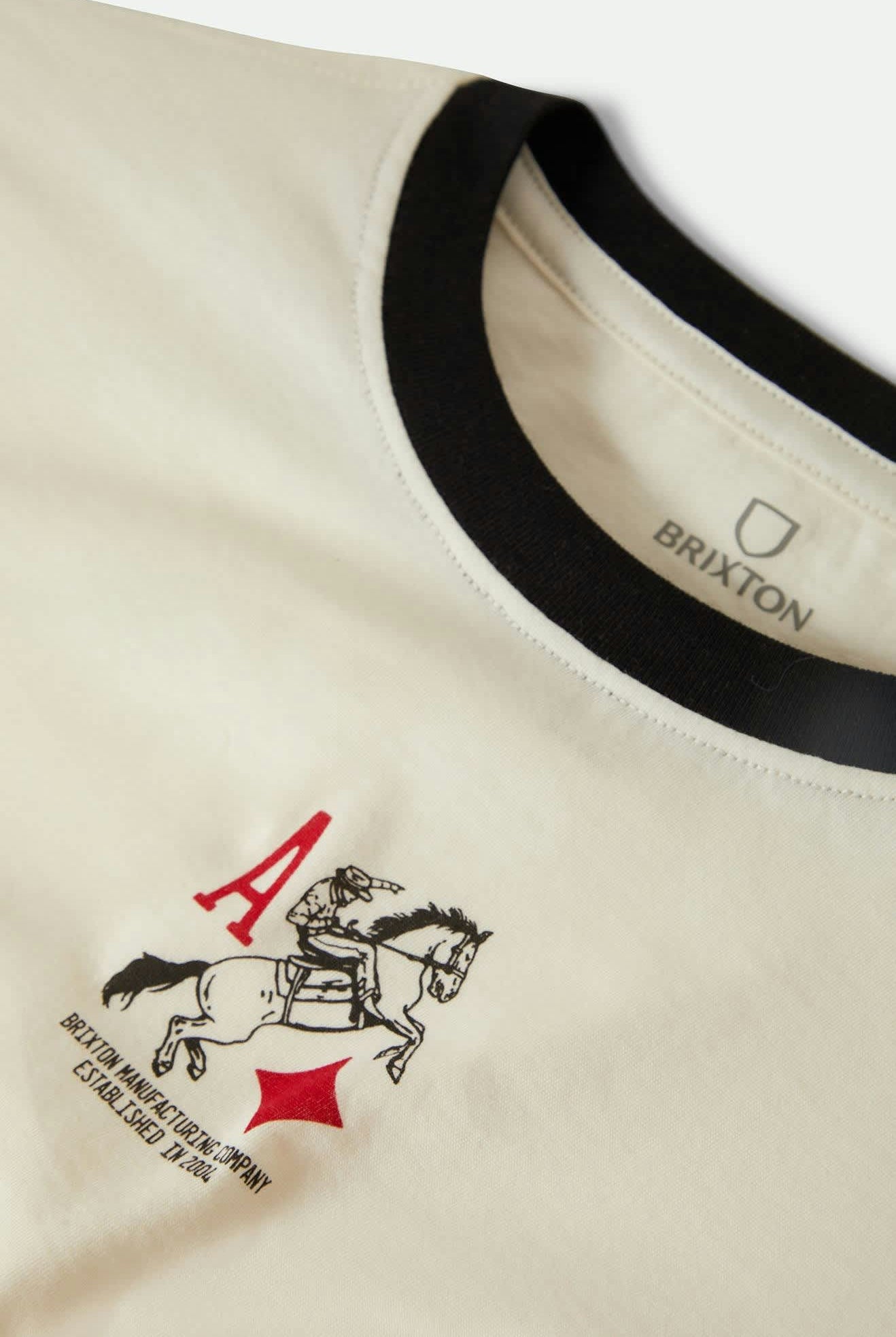 Women's Aces Fitted Crew T-Shirt in the color Off White/Black - Additional Laydown image