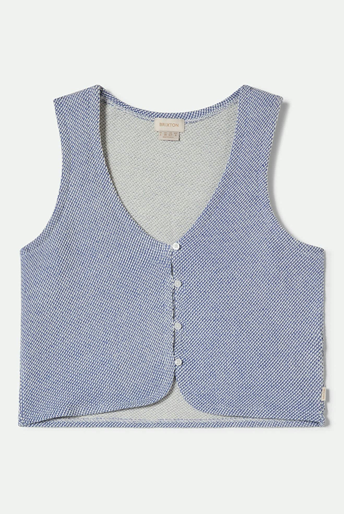 Women's The Weekend Cross Loop French Terry Top in the color Off White/Electric Indigo - Front Product View