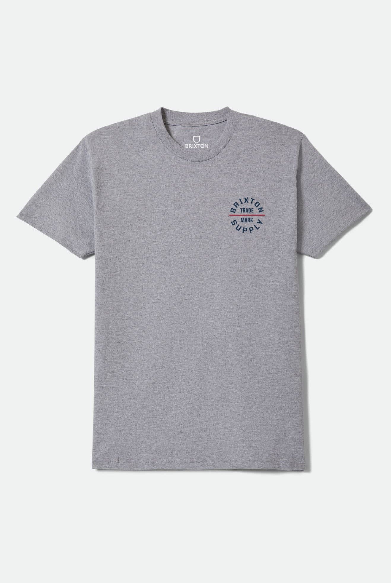 Men's Oath Short Sleeve Standard T-Shirt in the color Heather Grey/Navy/Red - Front Product View