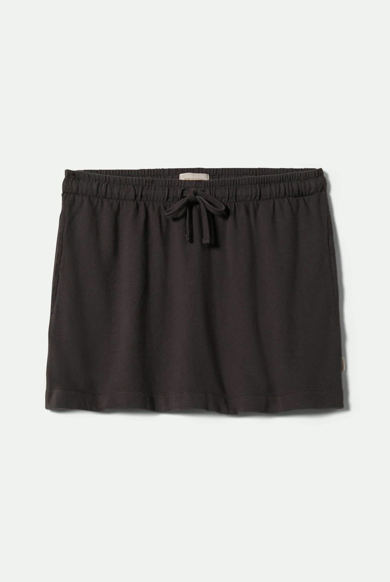 Women's Carefree Organic Garment Dye Lounge Skirt in the color Black - Front Product View