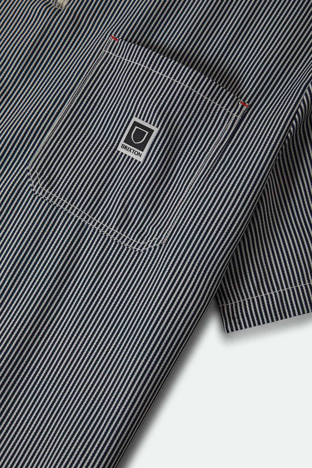 Men's Journey Lightweight 1/2 Zip Cropped Short Sleeve Shirt in the color Navy/White Stripe - Additional Laydown image