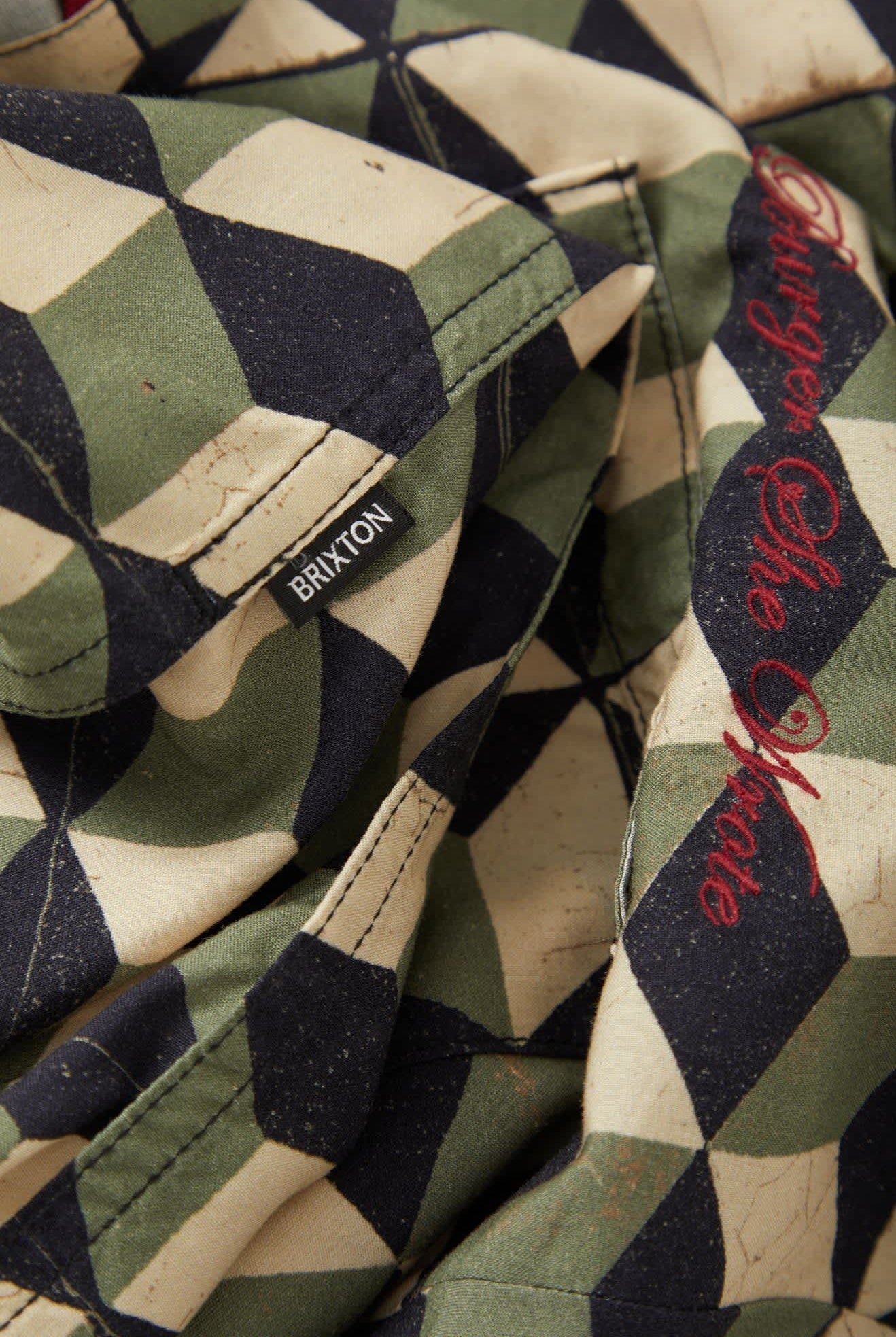 Men's Burger She Wrote Shirt in the color Black/Green Tile - Additional Laydown image