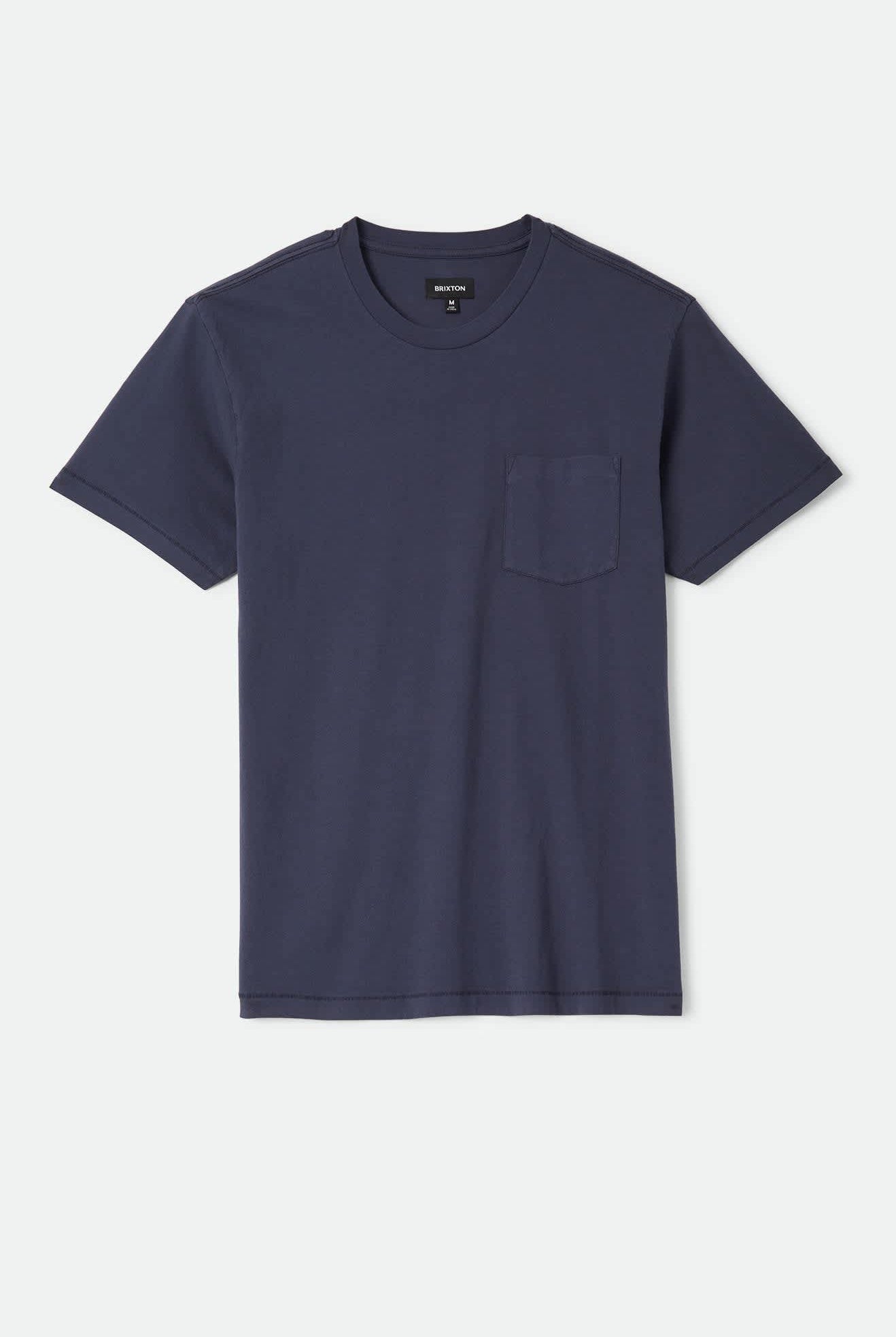 Men's Brixton Baseline Pocket T-Shirt in the color Washed Navy Vintage Wash - Front Product View