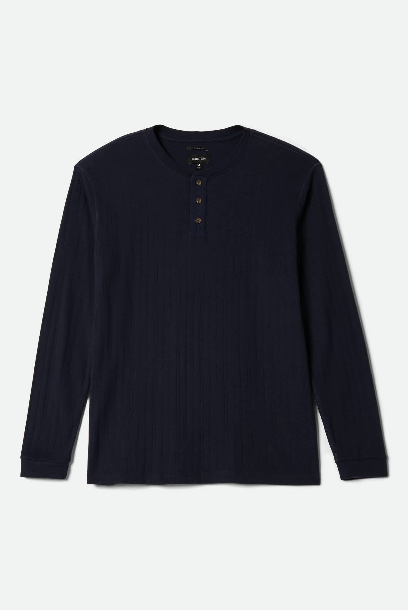 Men's Vintage Ribbed L/S Henley in the color Washed Navy - Front Product View