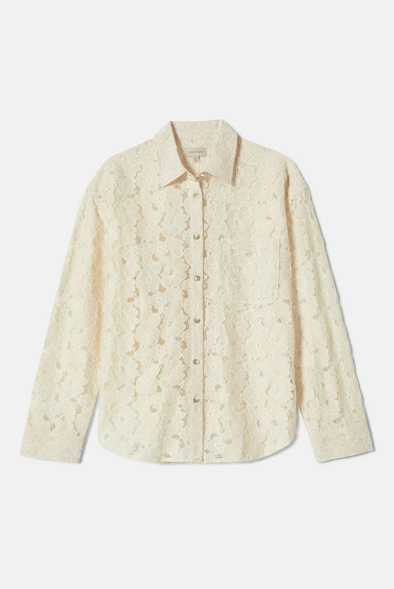 Women's East Side Boxy L/S Button Down in the color Whitecap - Front Product View