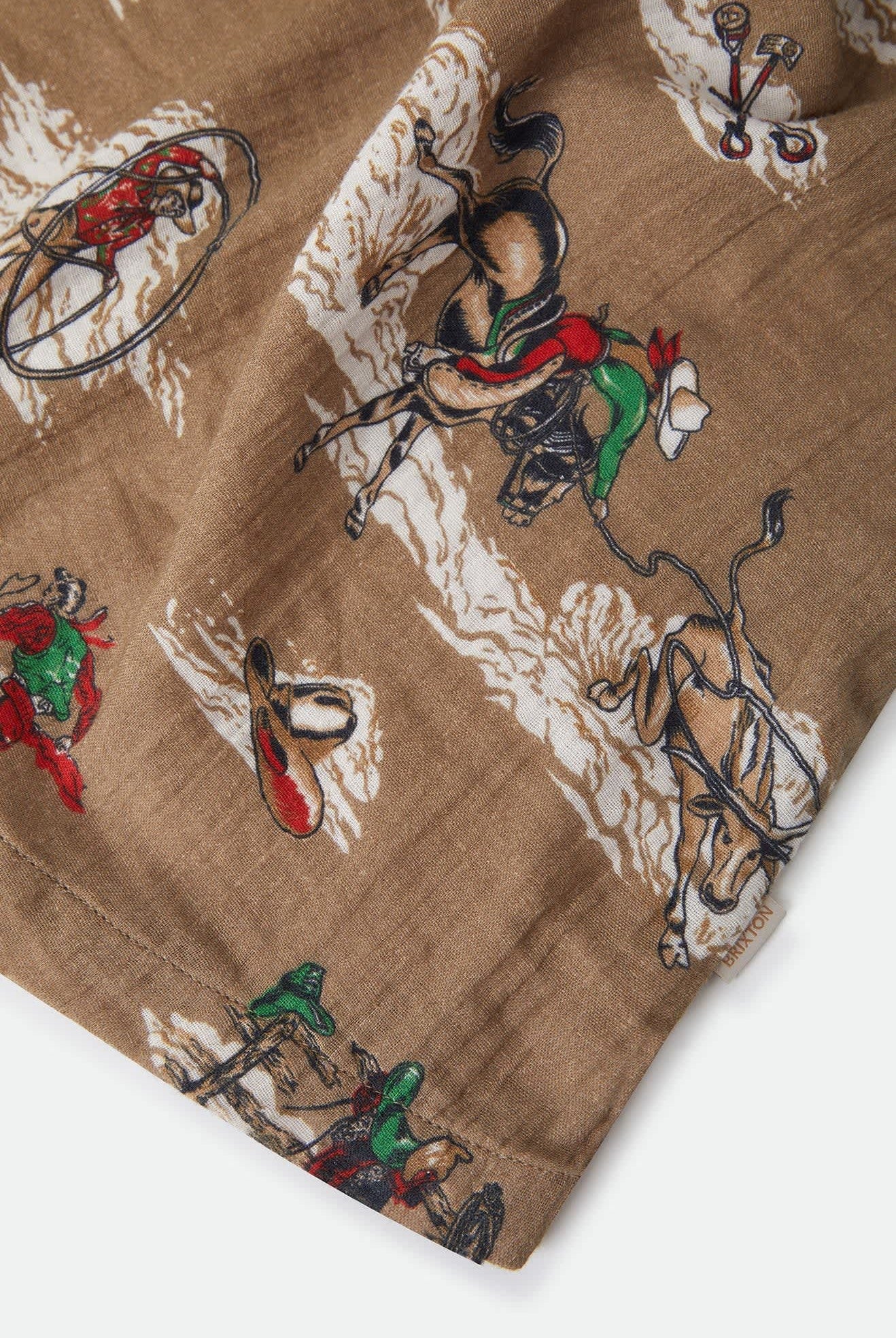 Women's The Tie Dress in the color Mid Century Cowboy Print - Additional Laydown image
