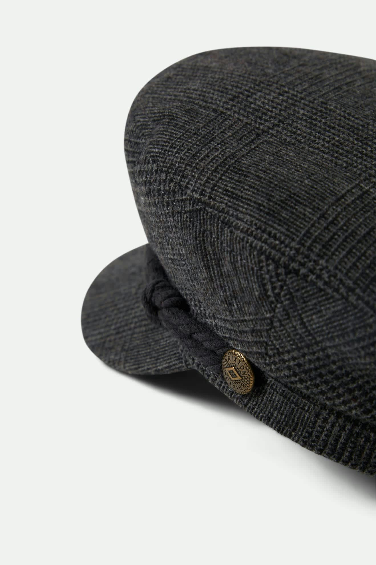 Unisex Fiddler Fisherman Cap in the color Grey Shadow Plaid - Additional Laydown image