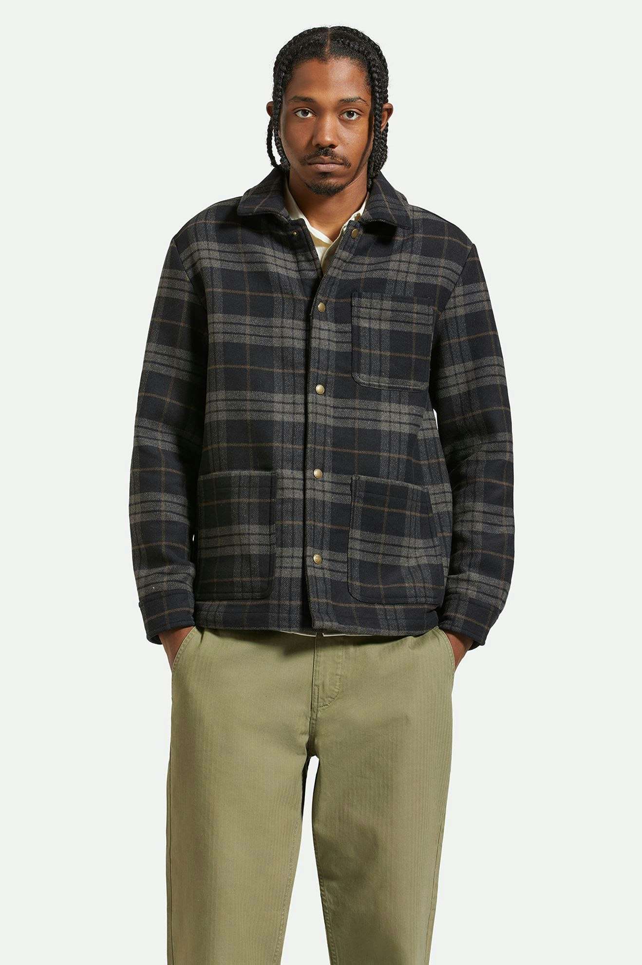 Men's Fit, front | Shop Menswear Chore Coat - Black/Charcoal Plaid