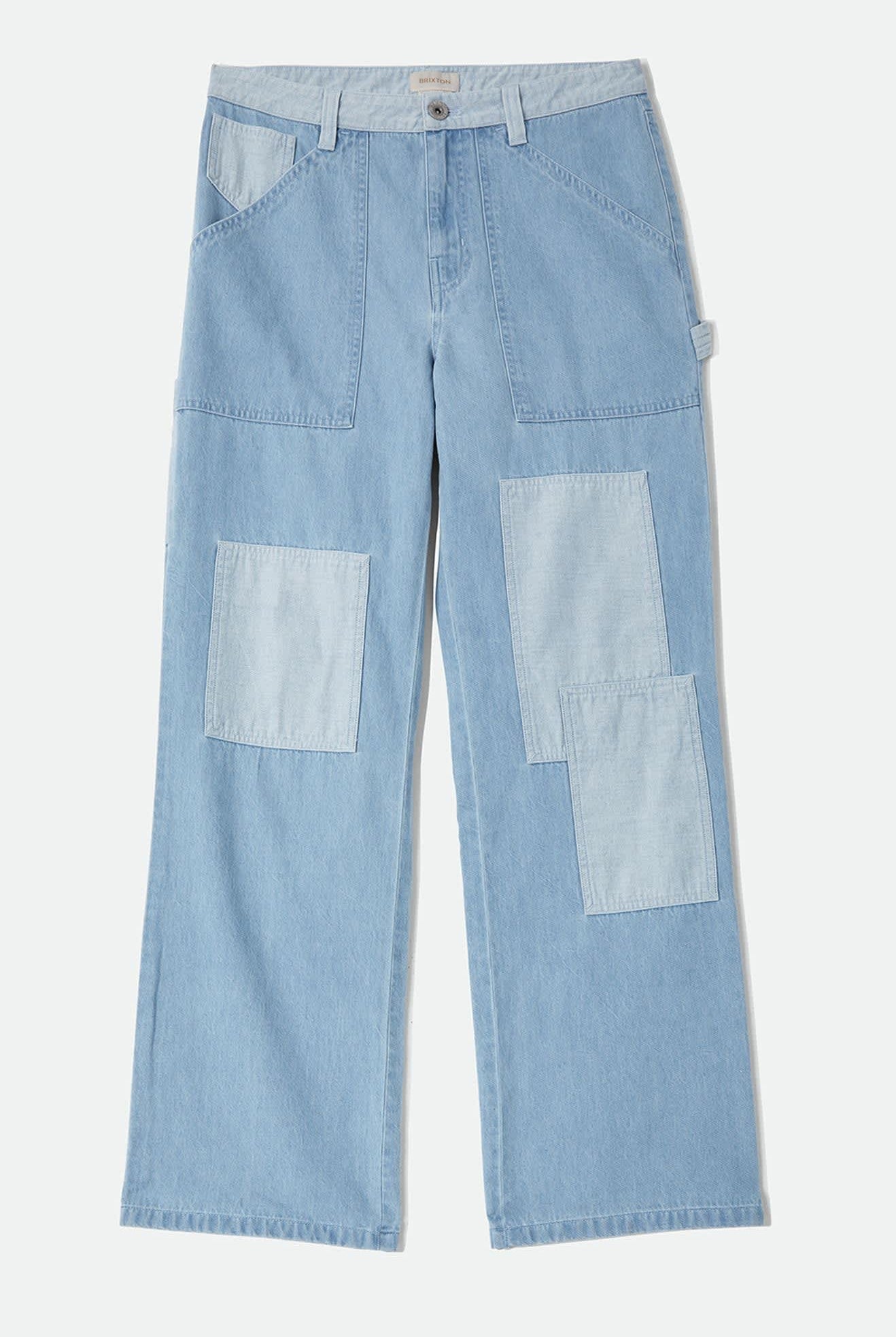Women's Essex Patchwork Painter Pant in the color Denim Patchwork - Front Product View