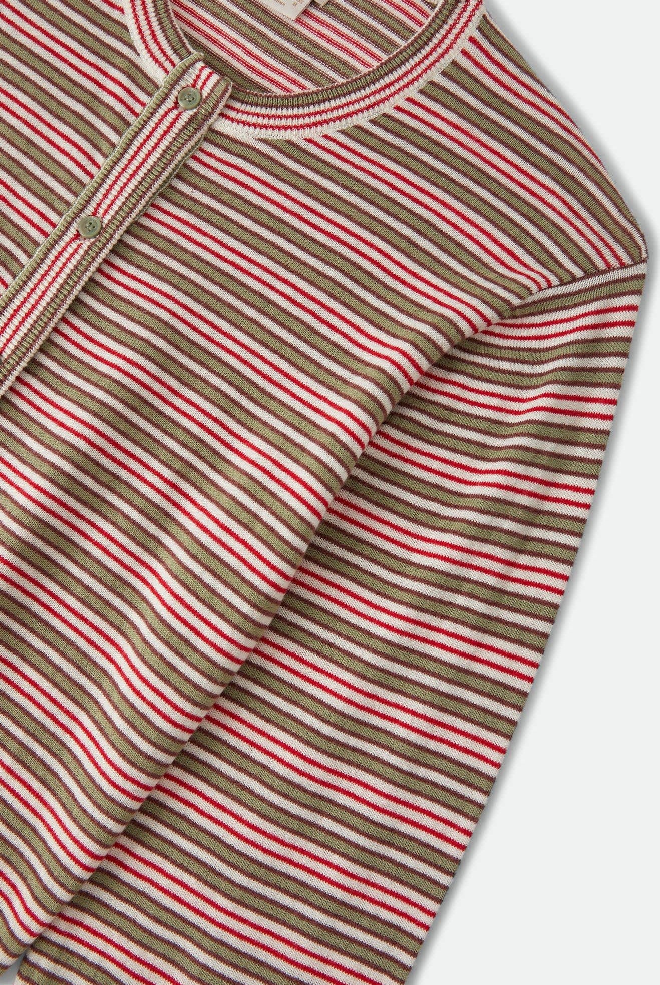 Women's Bixby Lightweight Cardigan in the color Green Multi Stripe - Additional Laydown image