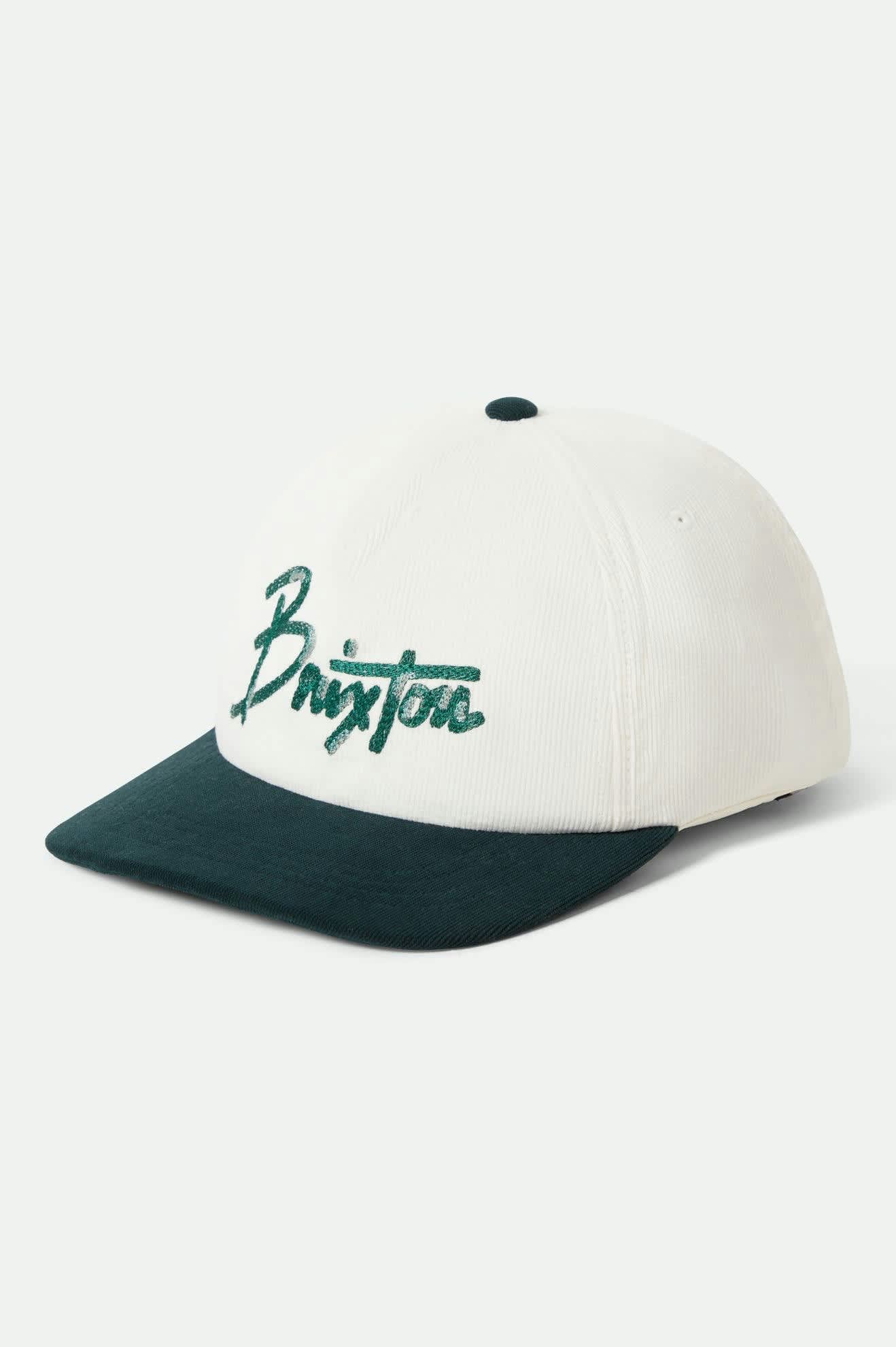 Women's Brixton Corduory Snapback in the color Night Sage/Whitecap - Front Product View