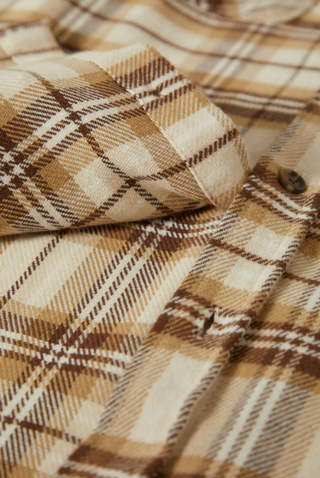 Men's Bowery L/S Flannel in the color Whitecap/Sand/Pinecone Brown - Additional Laydown image