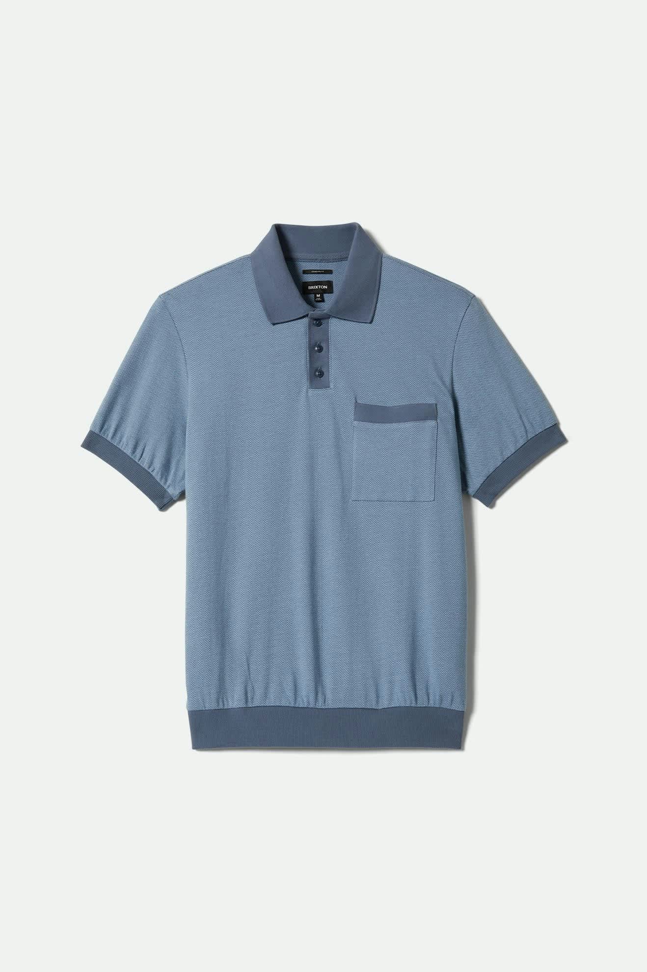 Men's Weekend Herringbone S/S Polo in the color Borrow Blue/Berring Sea - Front Product View