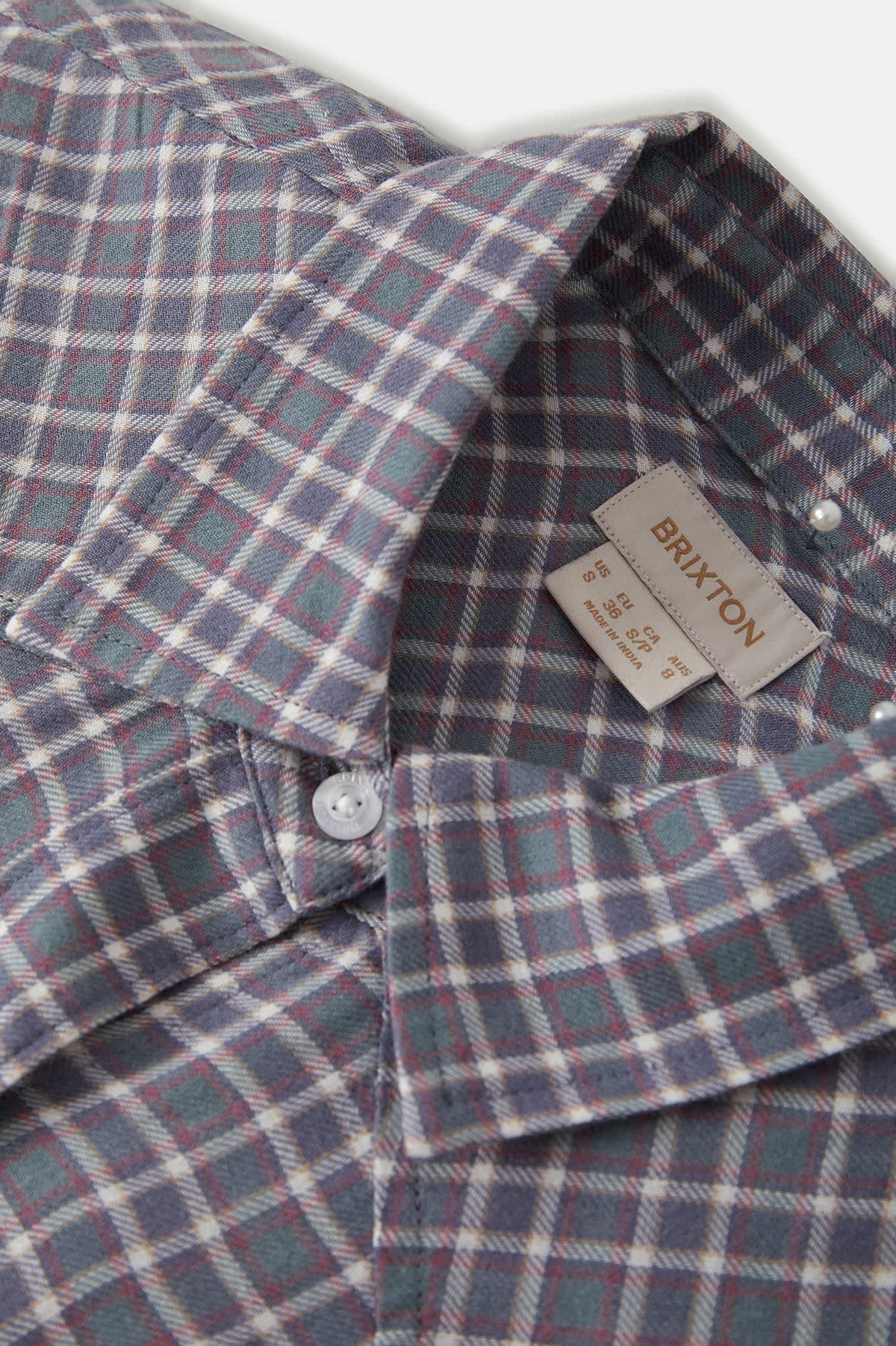 Women's Wayne Women's Shirt in the color Soft Navy Plaid - Additional Laydown image