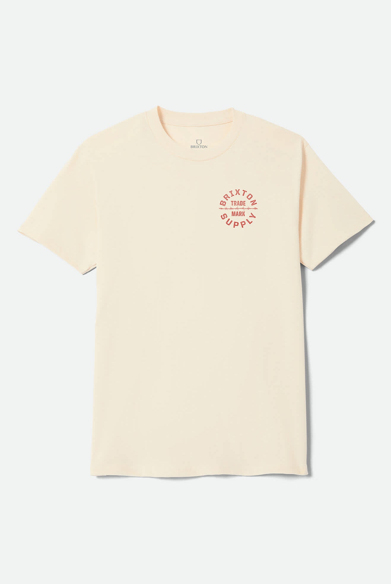 Men's Oath V Standard T-Shirt in the color Cream/Brick Red - Front Product View