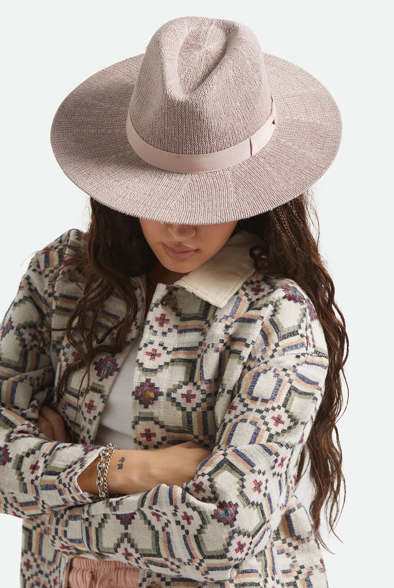 Women's Lyons Knit Packable Hat in the color Chalk Pink - Additional Fit image