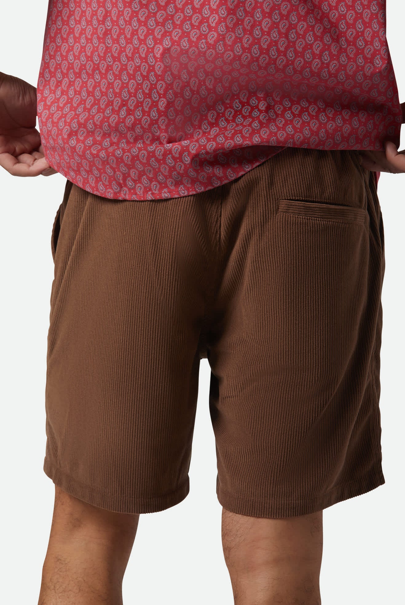 Men's Everyday Corduroy Short in the color Pinecone Brown - Men's Back View