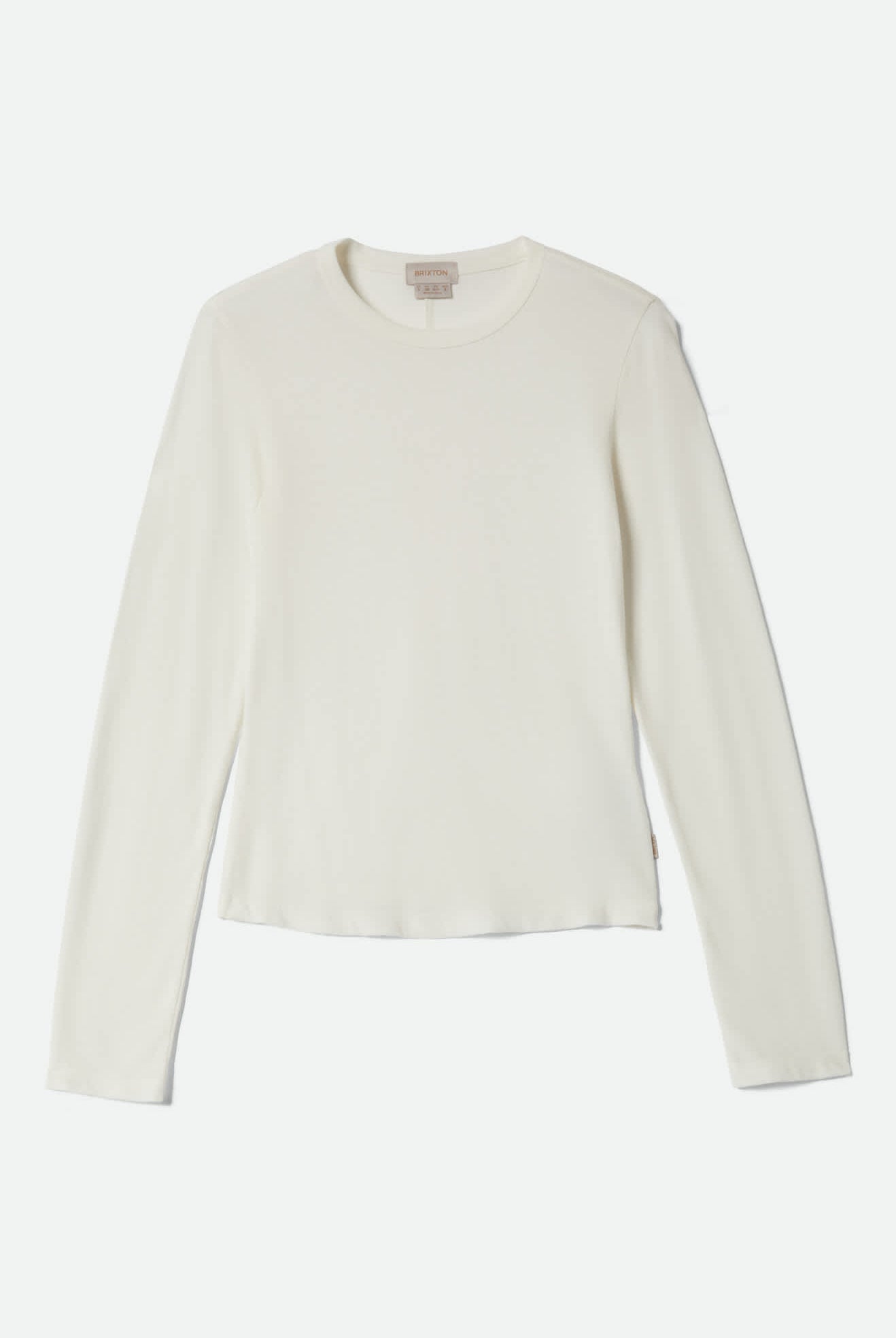 Women's Carefree Organic Garment Dye Slim L/S T-Shirt in the color Off White - Front Product View