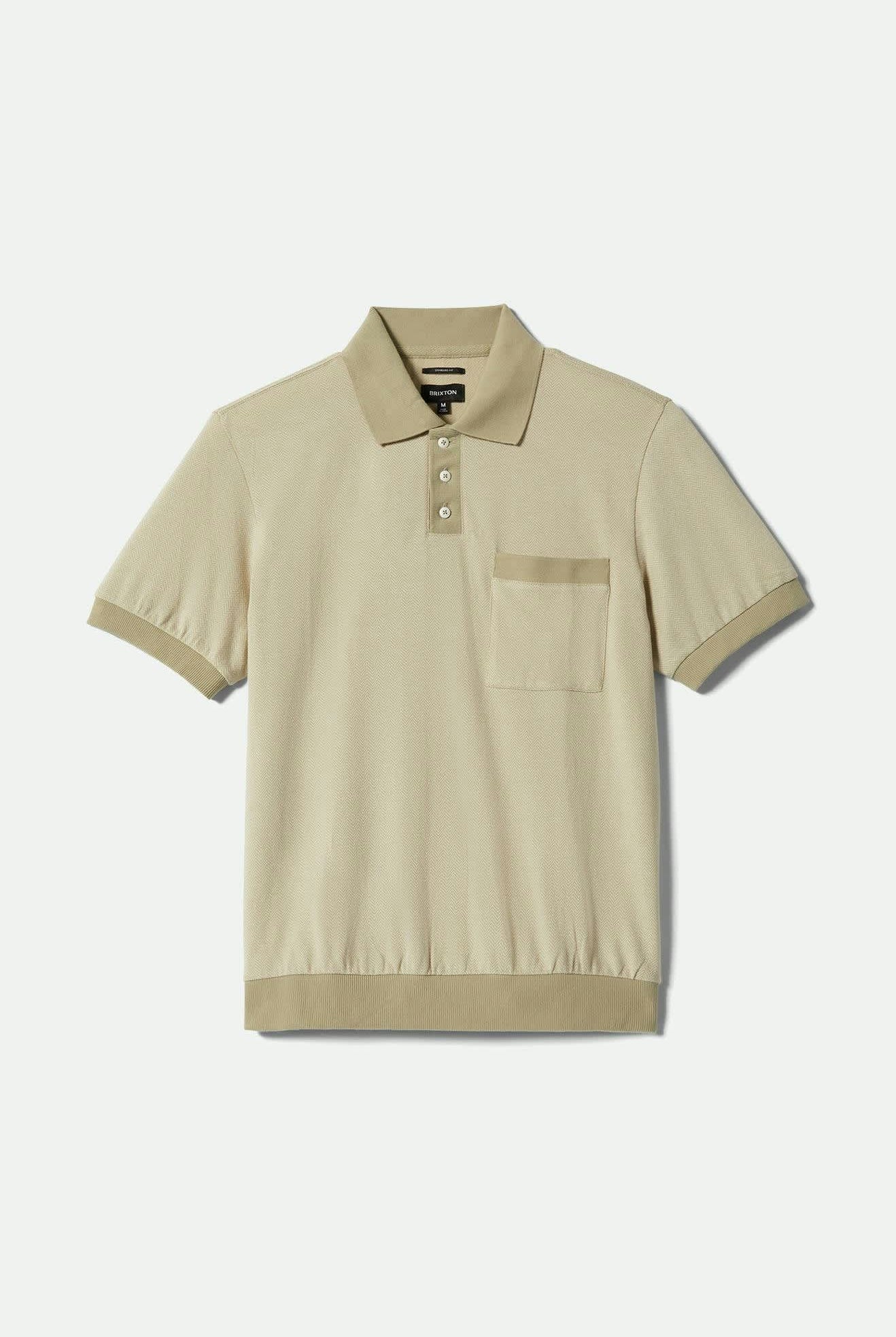 Men's Weekend Herringbone S/S Polo in the color Whitecap/Elm - Front Product View