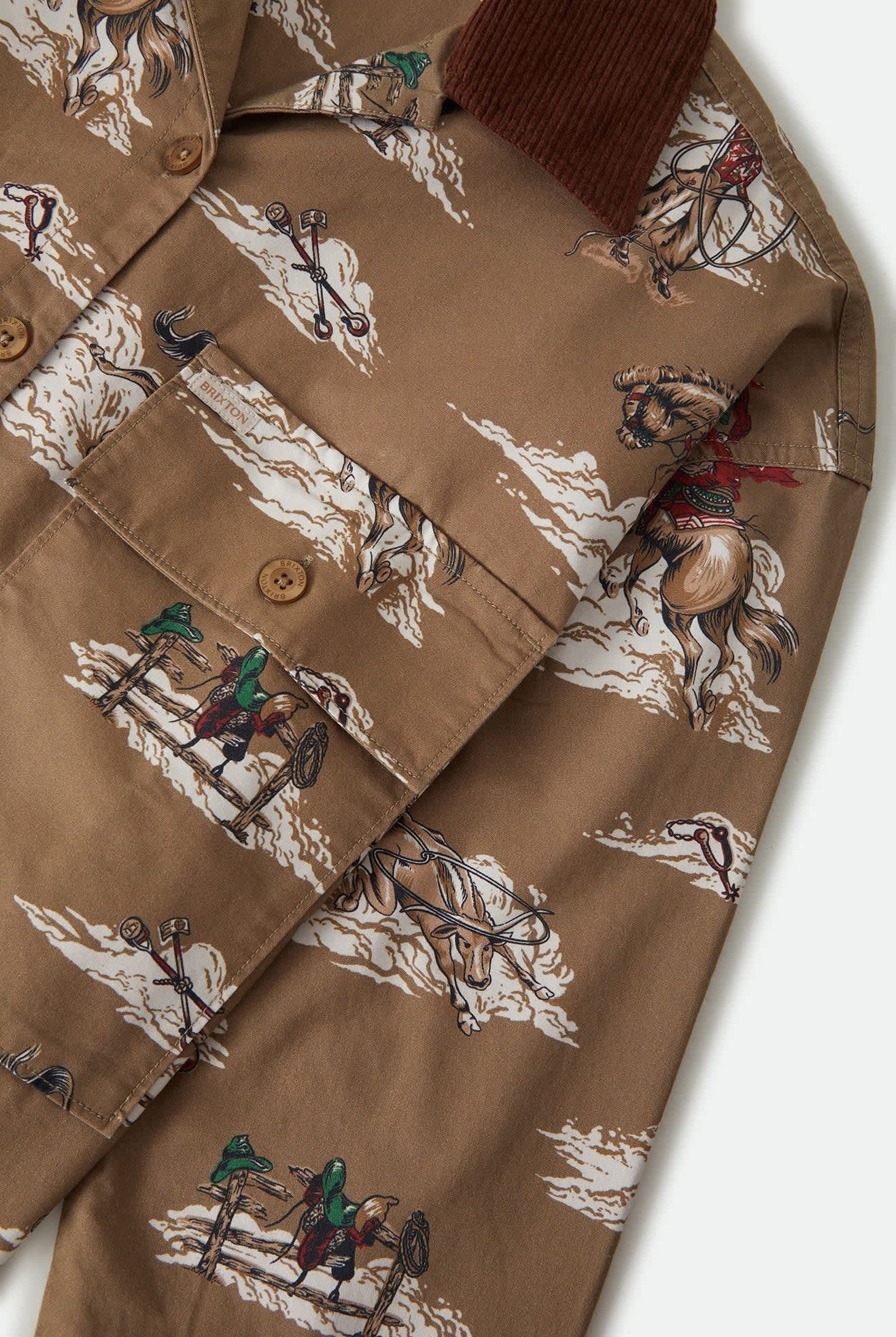 Women's Utopia Overshirt in the color Mid Century Cowboy Print - Additional Laydown image