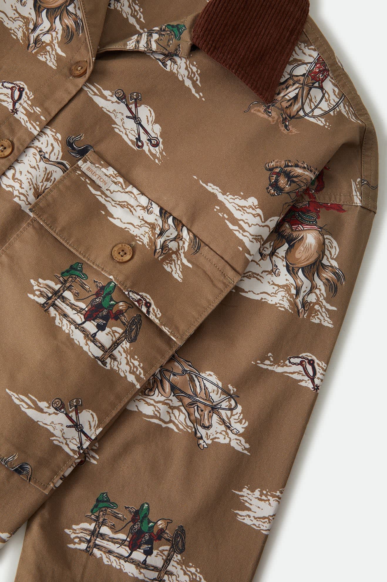 Women's Utopia Overshirt in the color Mid Century Cowboy Print - Additional Laydown image