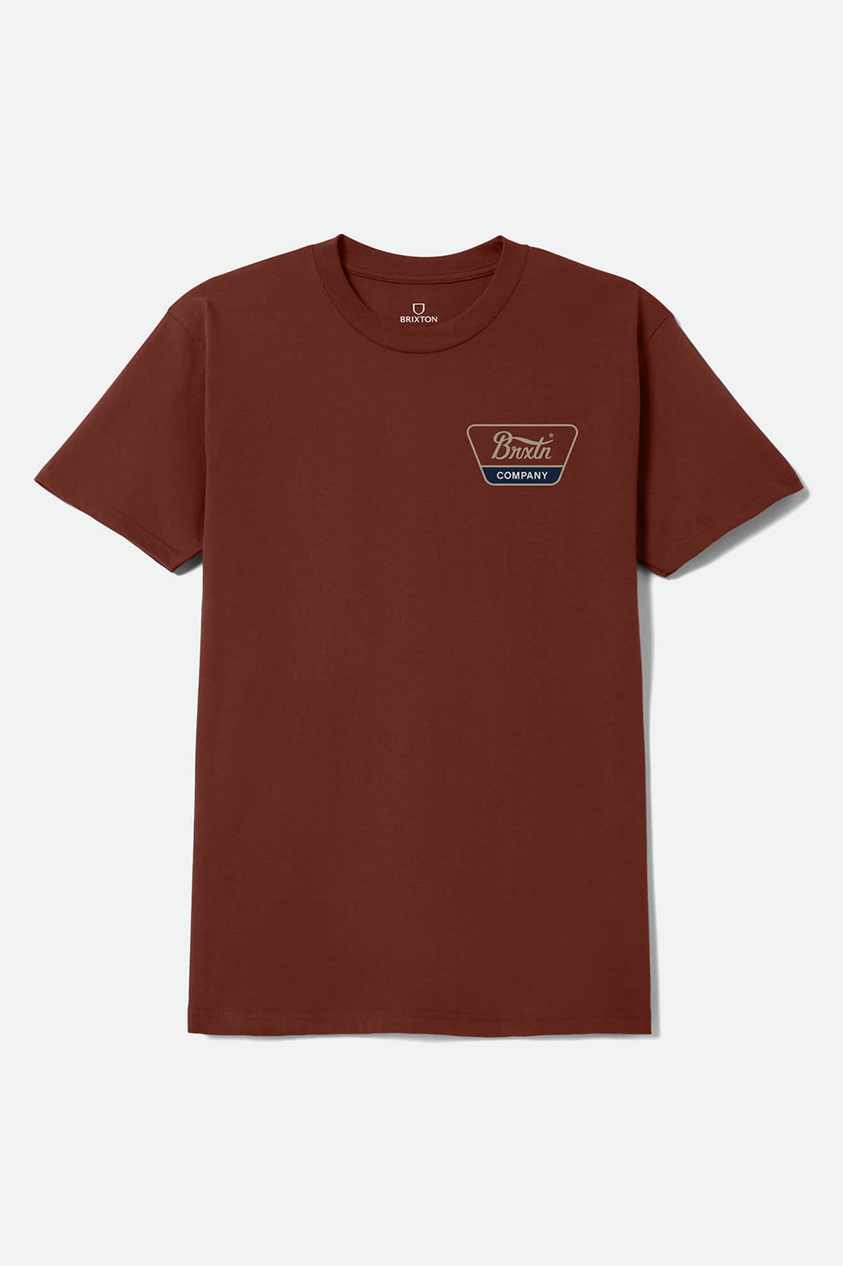 Men's Linwood Standard T-Shirt in the color Dark Brick/Sand/Navy - Front Product View