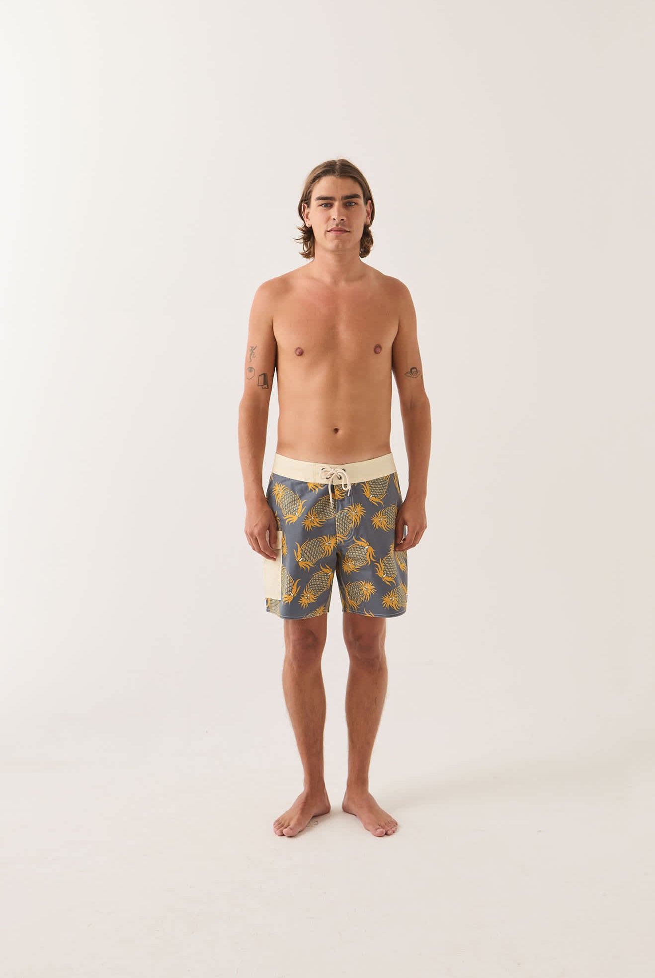 Men's Classic Trunk 17" in the color Future Grey/Golden Pineapple - Men's Front View