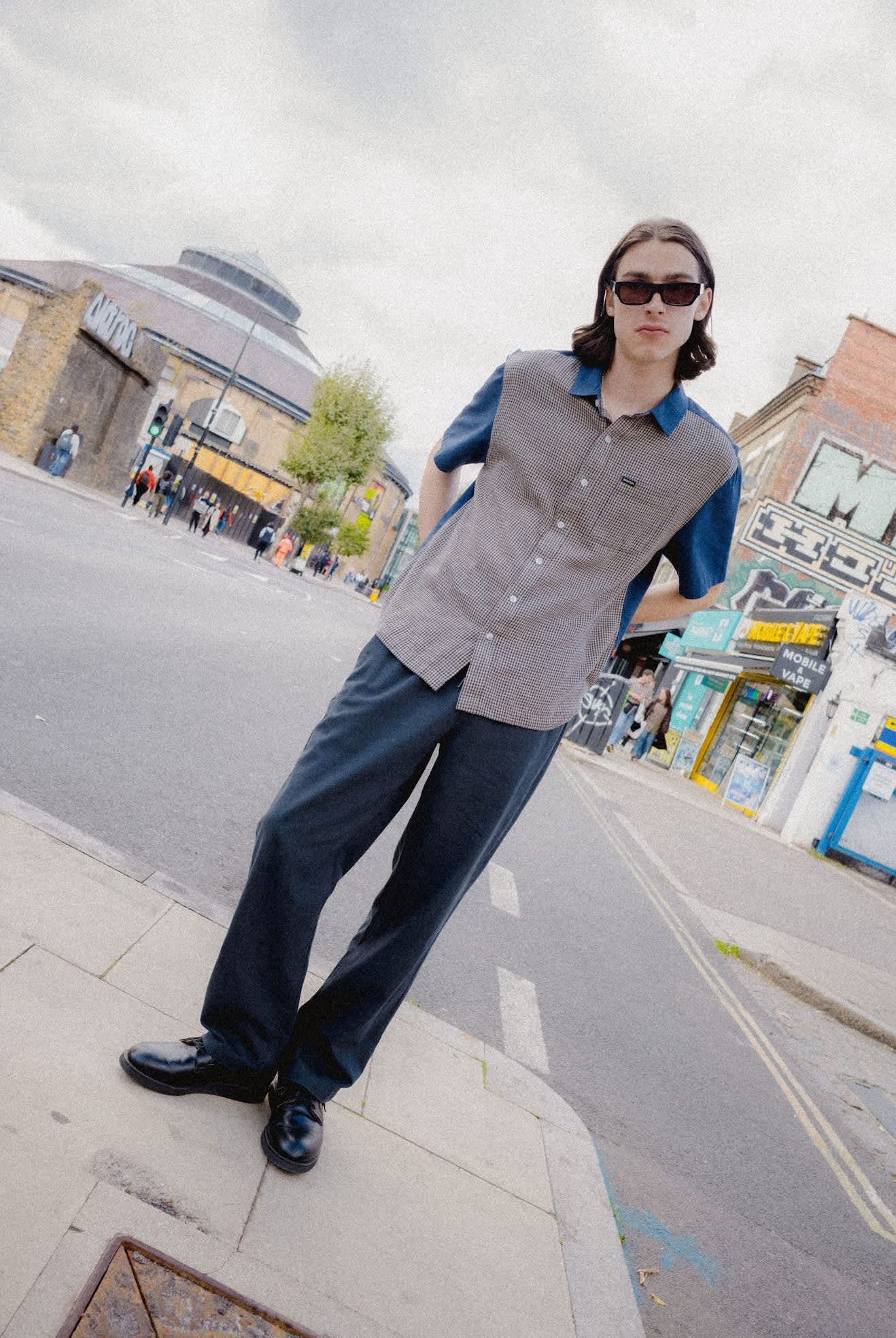 Men's Cru Shirt in the color Classic Navy Color Blocked - Men's Lifestyle image