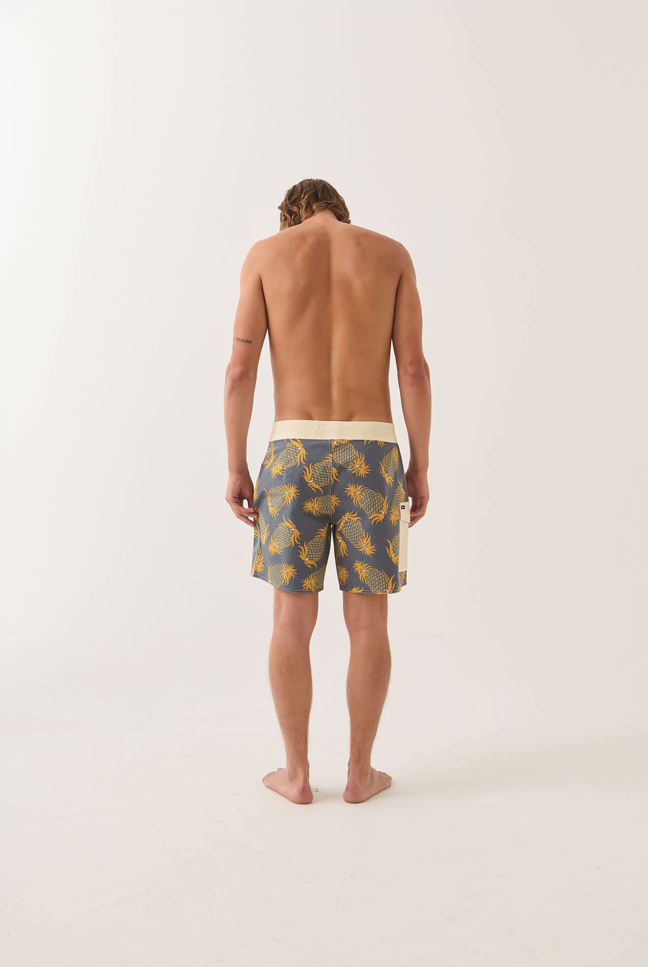 Men's Classic Trunk 17" in the color Future Grey/Golden Pineapple - Men's Back View