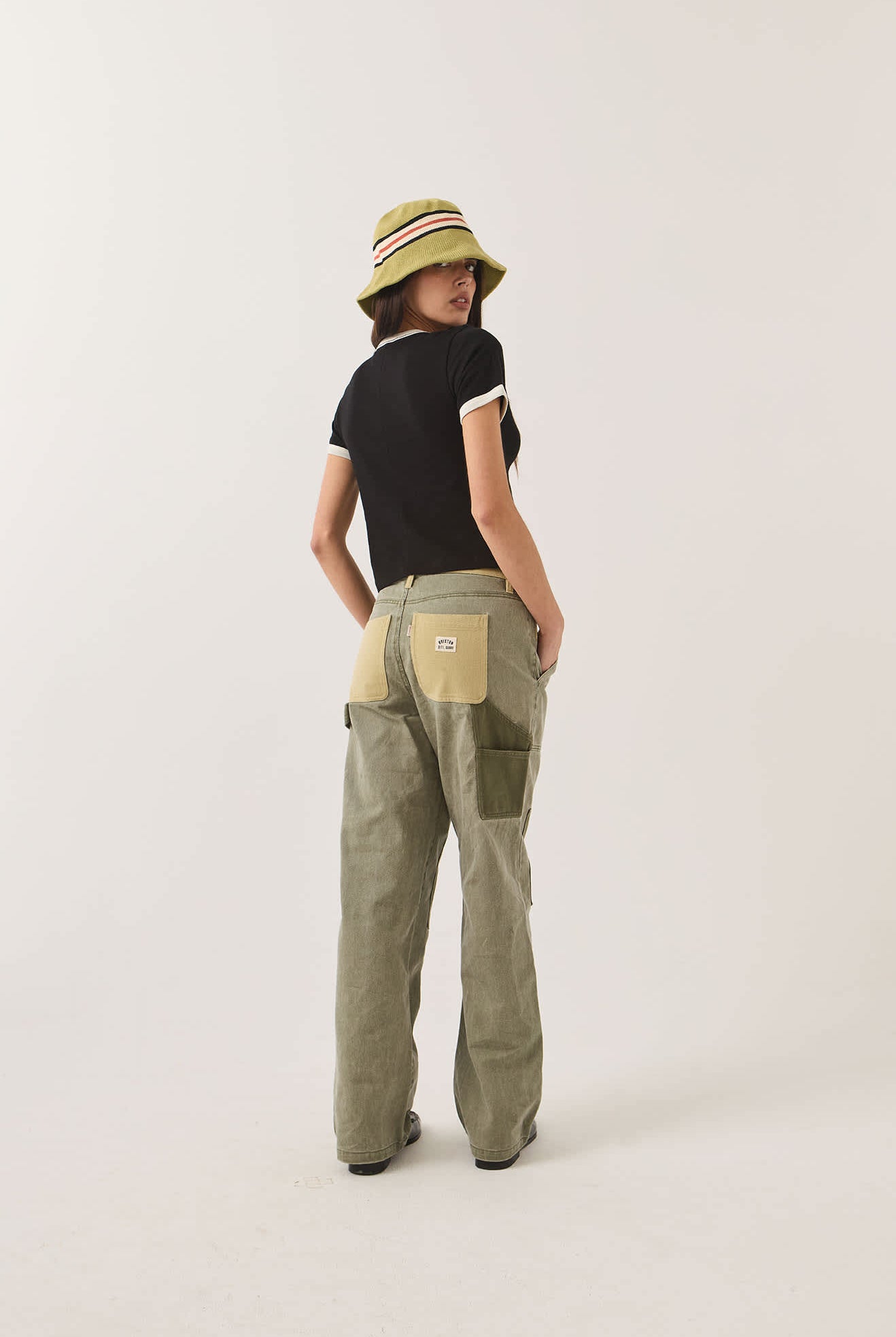 Women's Essex Patchwork Painter Pant in the color Denim Patchwork - Women's Back View