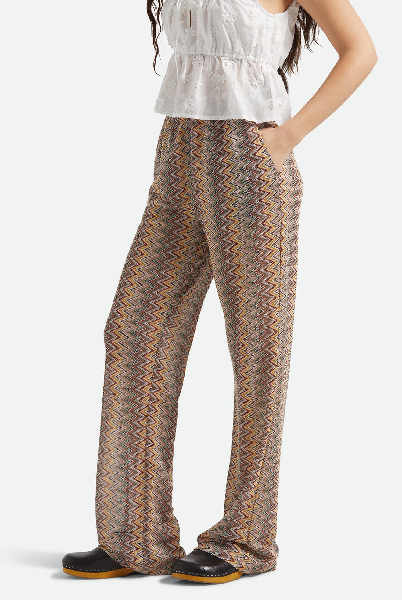 Women's The Cabana Mesh Lounge Pant in the color Multi Color Zigzag - Women's Side View